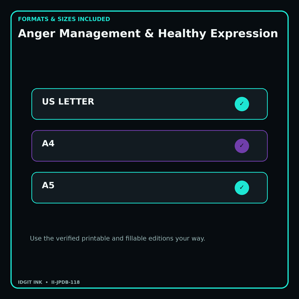 Anger Management & Healthy Expression digital bundle formats in US Letter A4 and A5