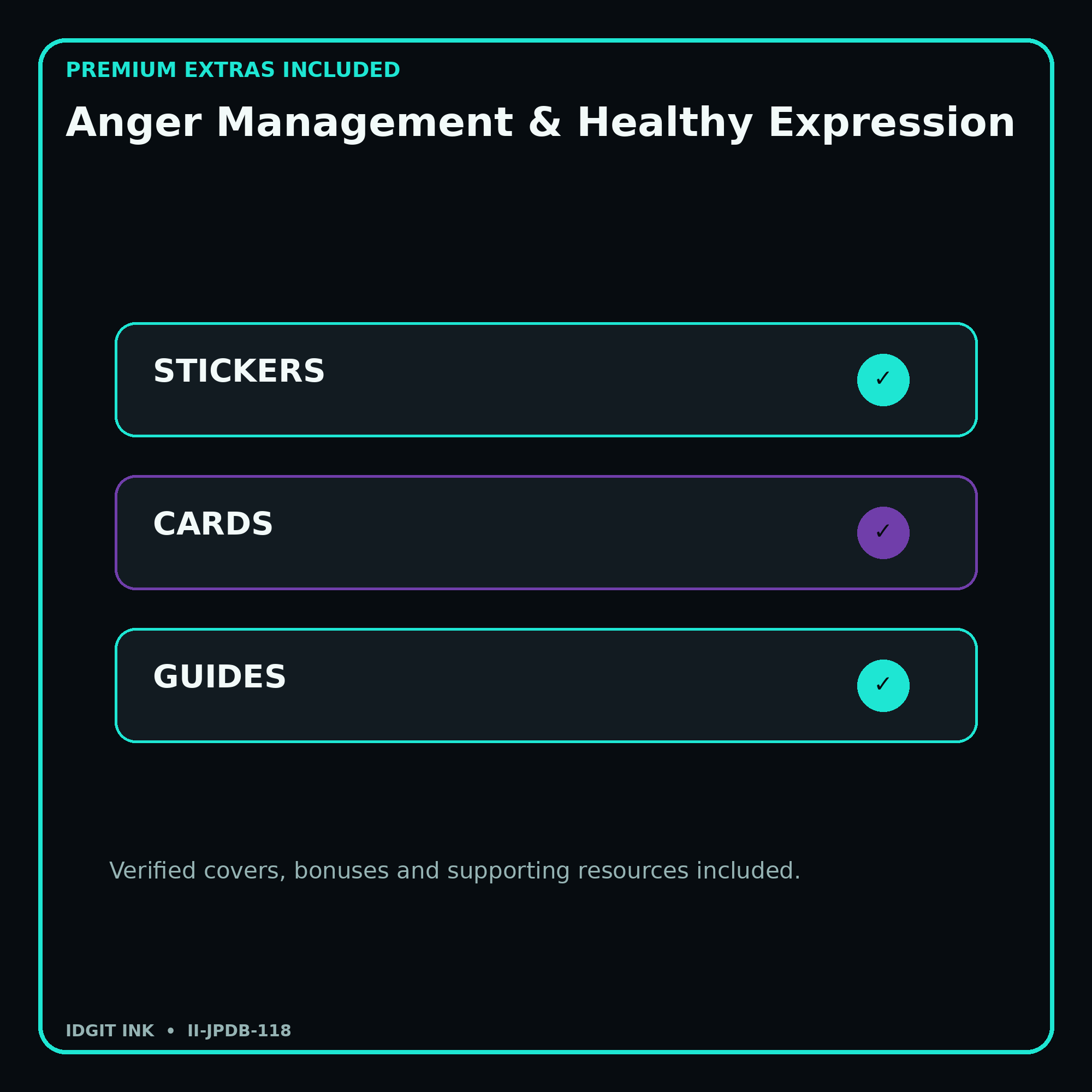 Anger Management & Healthy Expression stickers cards covers guides and verified bundle bonuses