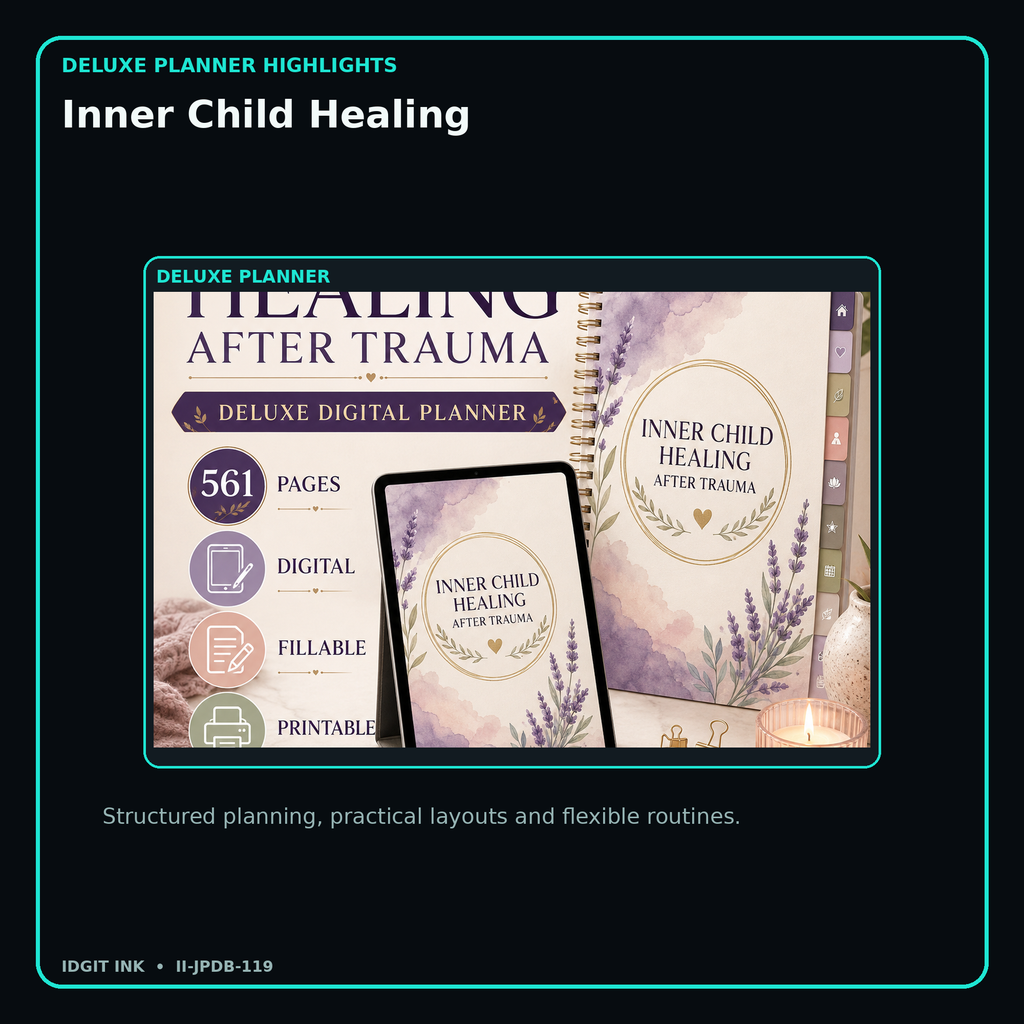 Inner Child Healing deluxe digital planner features and flexible organization