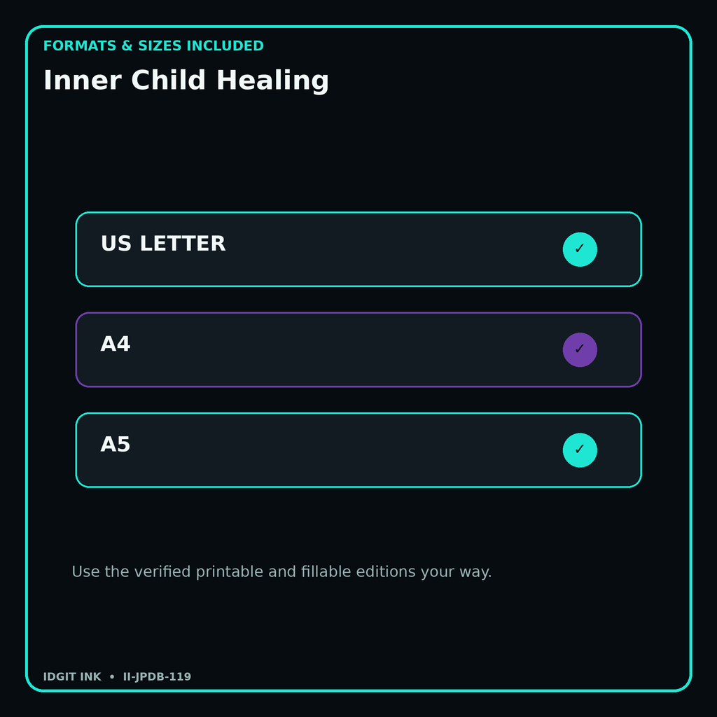 Inner Child Healing digital bundle formats in US Letter A4 and A5