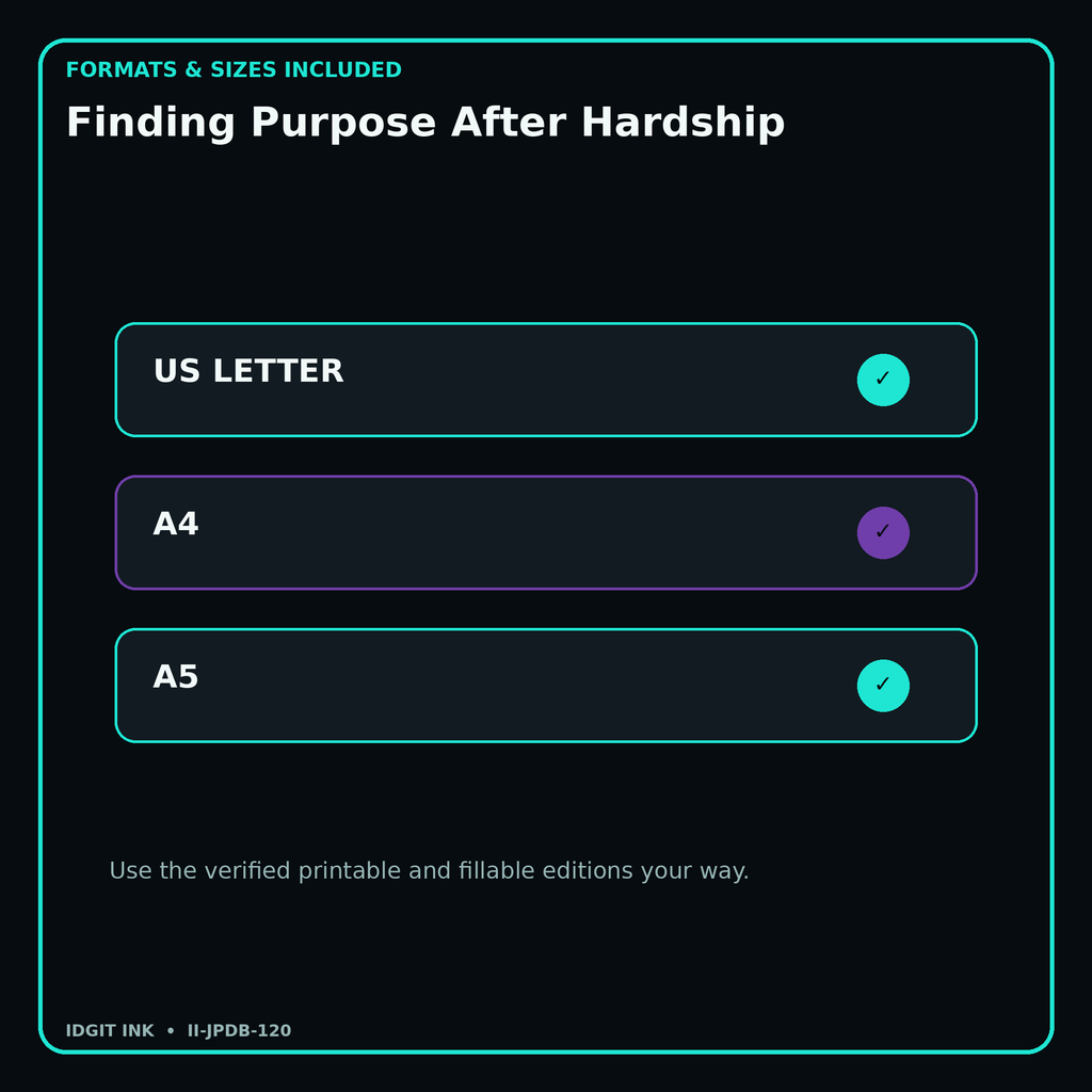 Finding Purpose After Hardship digital bundle formats in US Letter A4 and A5