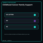 Childhood Cancer Family Support digital bundle formats in US Letter A4 and A5