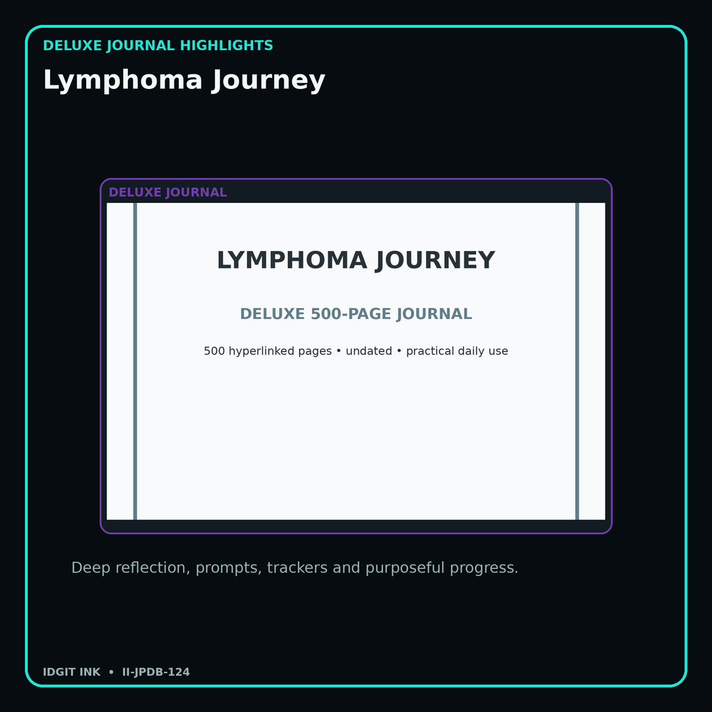 Lymphoma Journey deluxe digital journal features and guided reflection pages