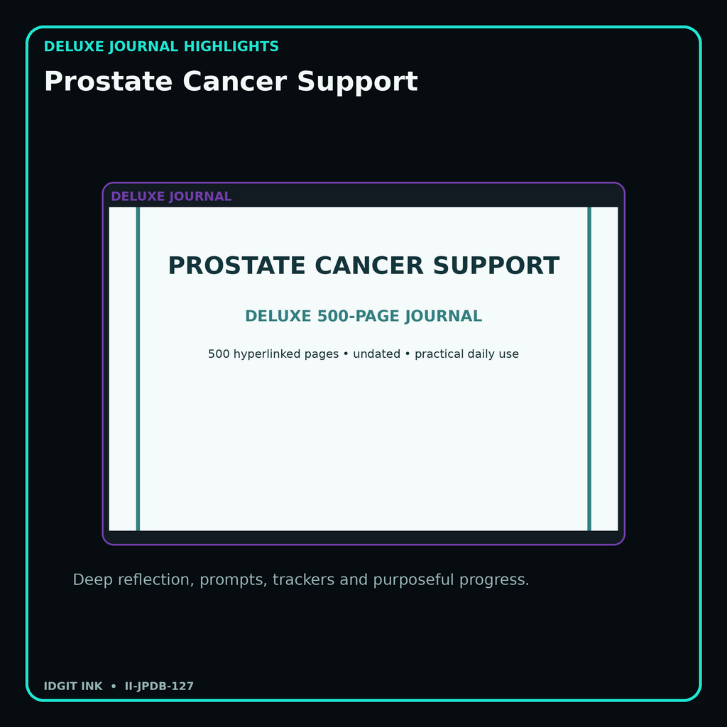 Prostate Cancer Support deluxe digital journal features and guided reflection pages