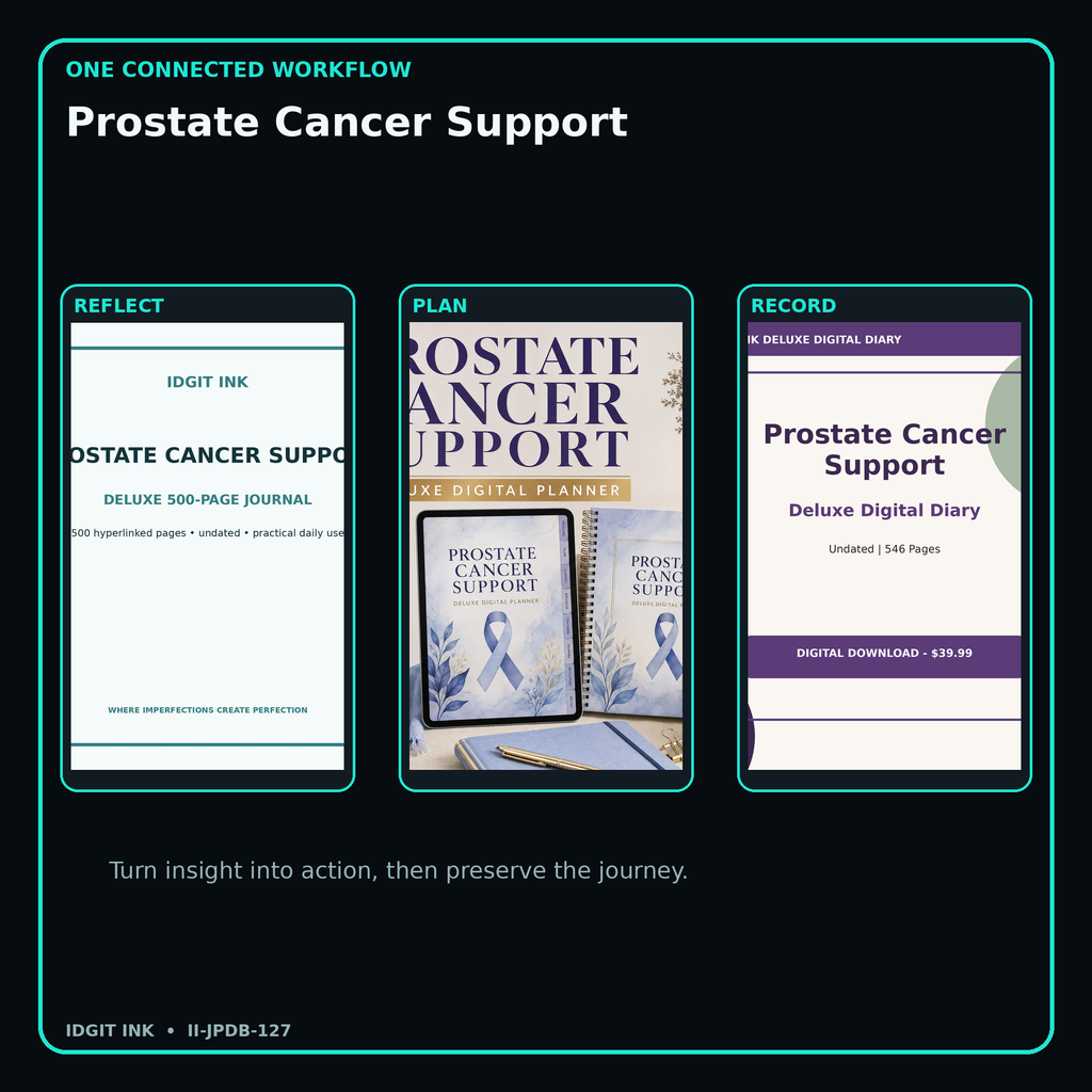 Prostate Cancer Support connected journal planner diary workflow and customer benefits