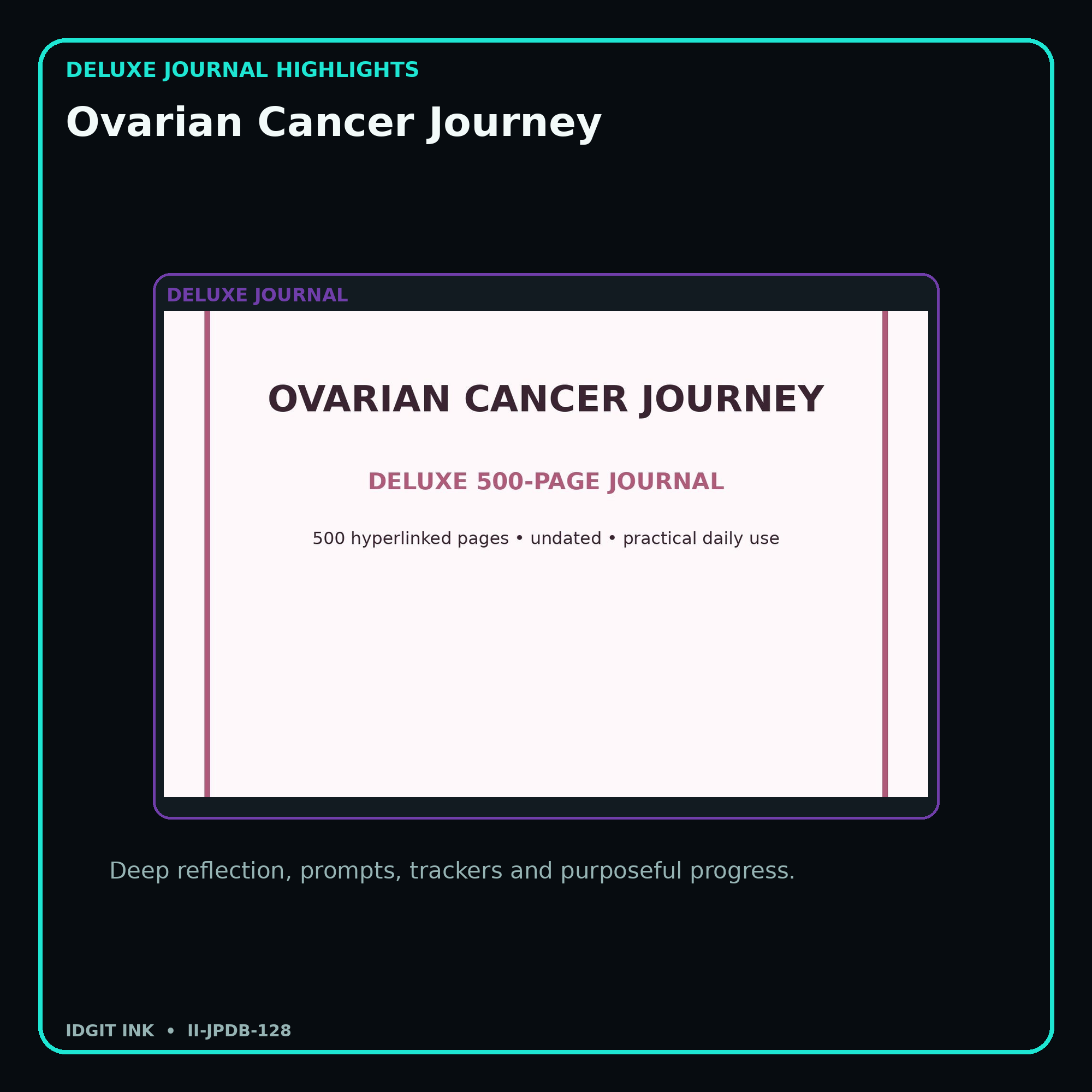 Ovarian Cancer Journey deluxe digital journal features and guided reflection pages