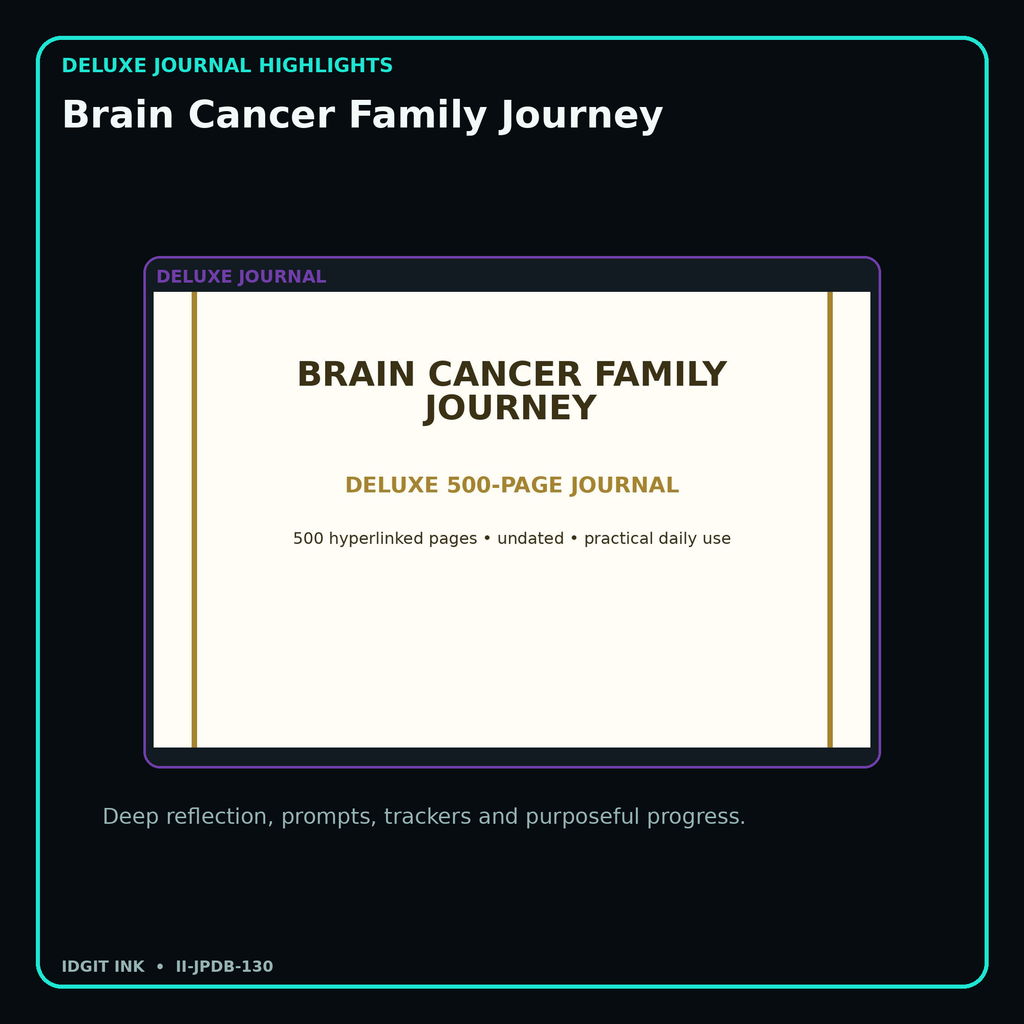 Brain Cancer Family Journey deluxe digital journal features and guided reflection pages