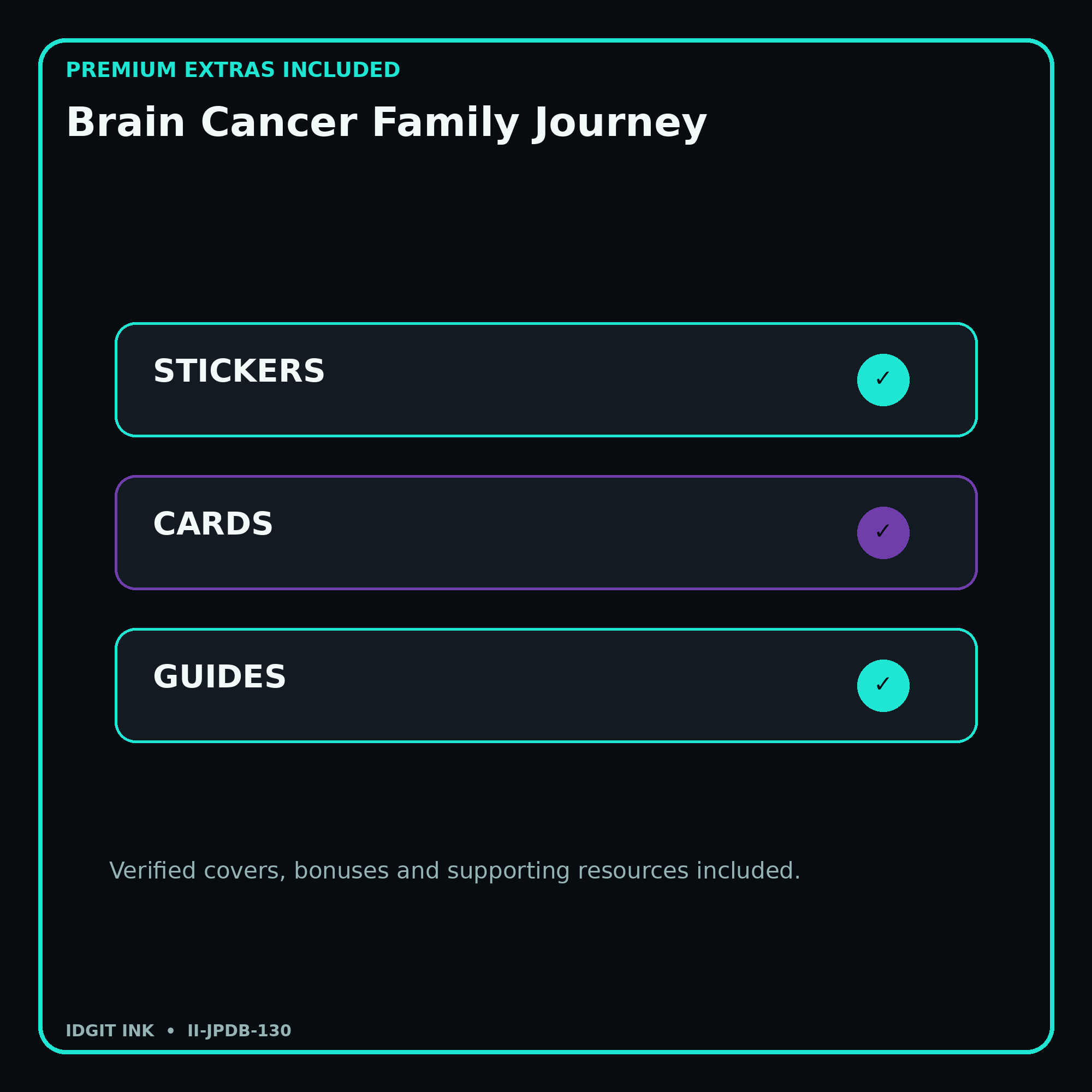 Brain Cancer Family Journey stickers cards covers guides and verified bundle bonuses