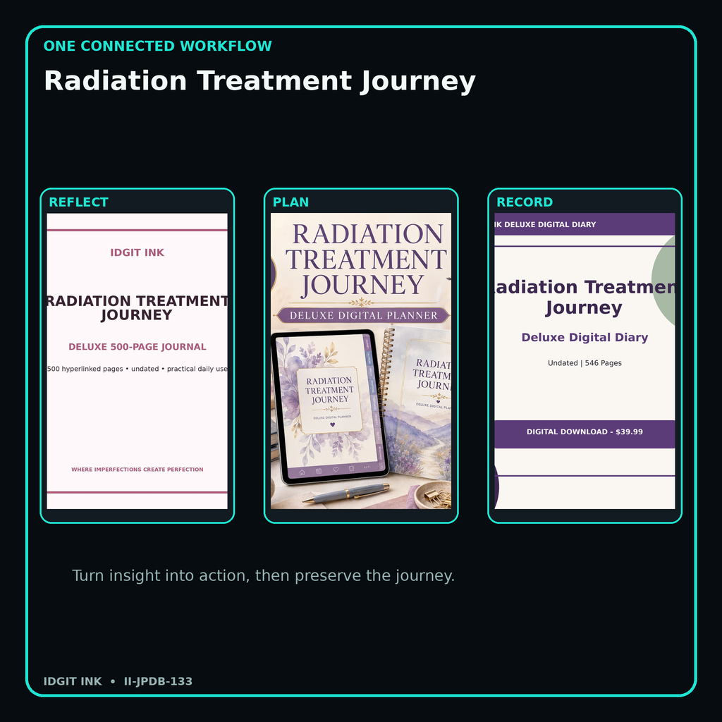 Radiation Treatment Journey connected journal planner diary workflow and customer benefits