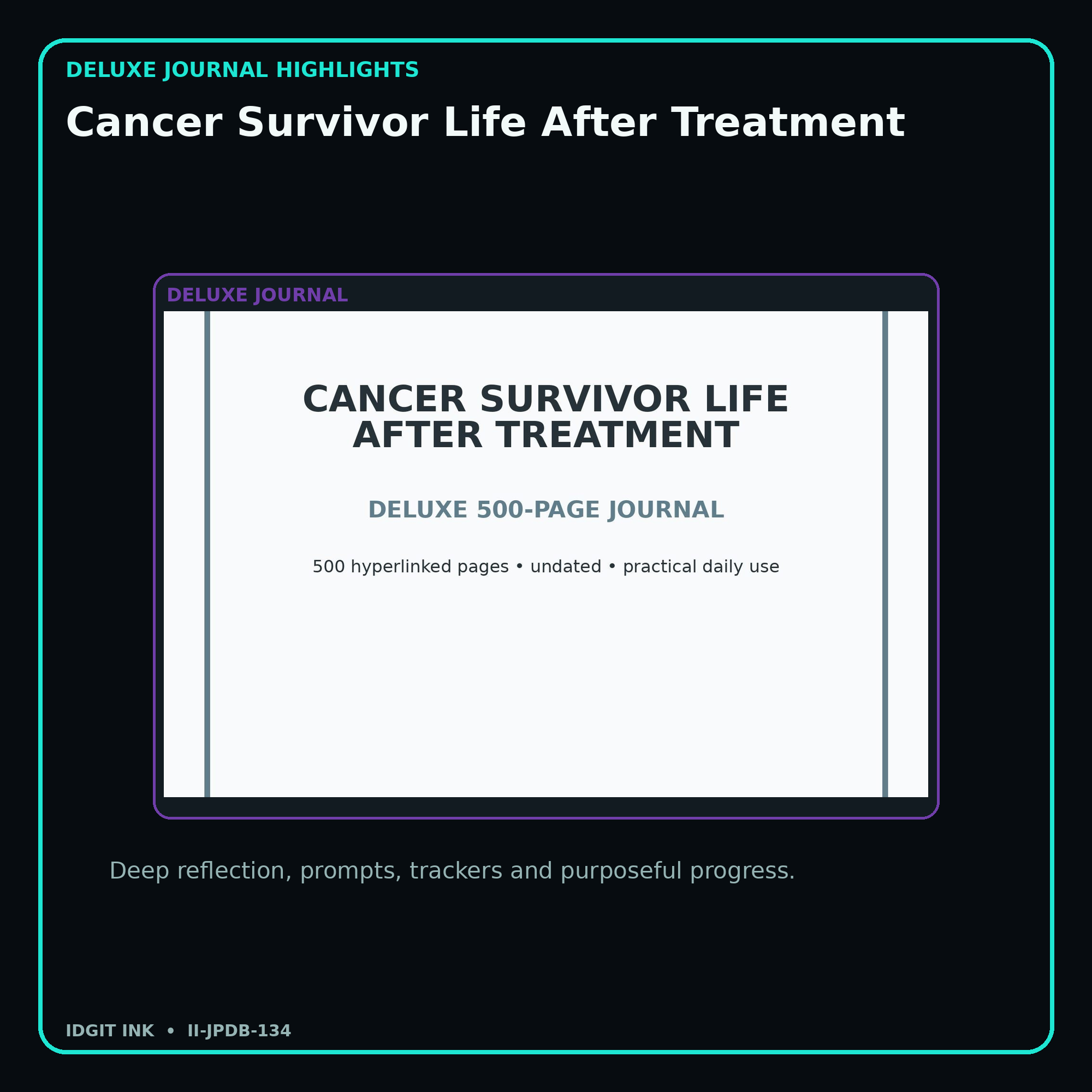 Cancer Survivor Life After Treatment deluxe digital journal features and guided reflection pages