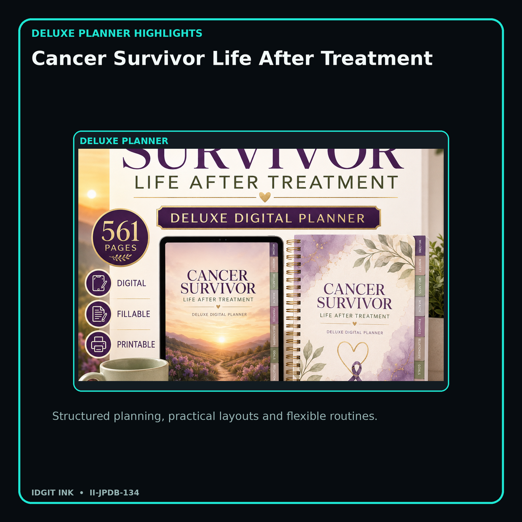 Cancer Survivor Life After Treatment deluxe digital planner features and flexible organization
