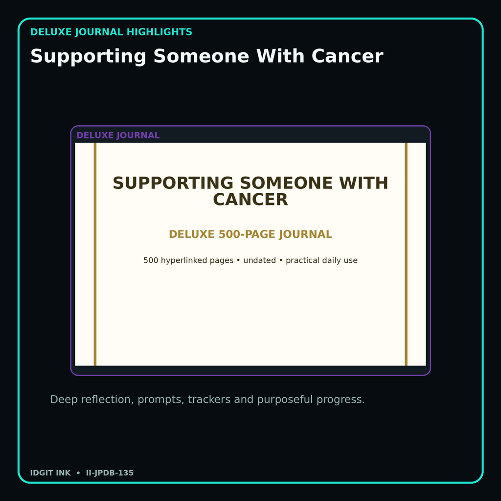 Supporting Someone With Cancer deluxe digital journal features and guided reflection pages