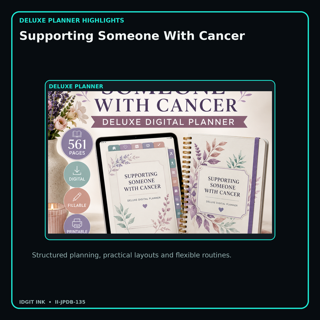 Supporting Someone With Cancer deluxe digital planner features and flexible organization