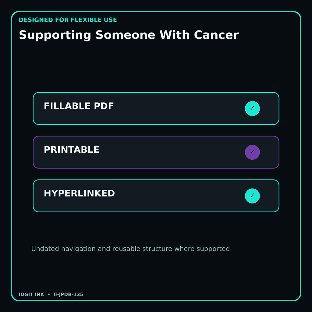 Supporting Someone With Cancer fillable printable and hyperlinked digital features