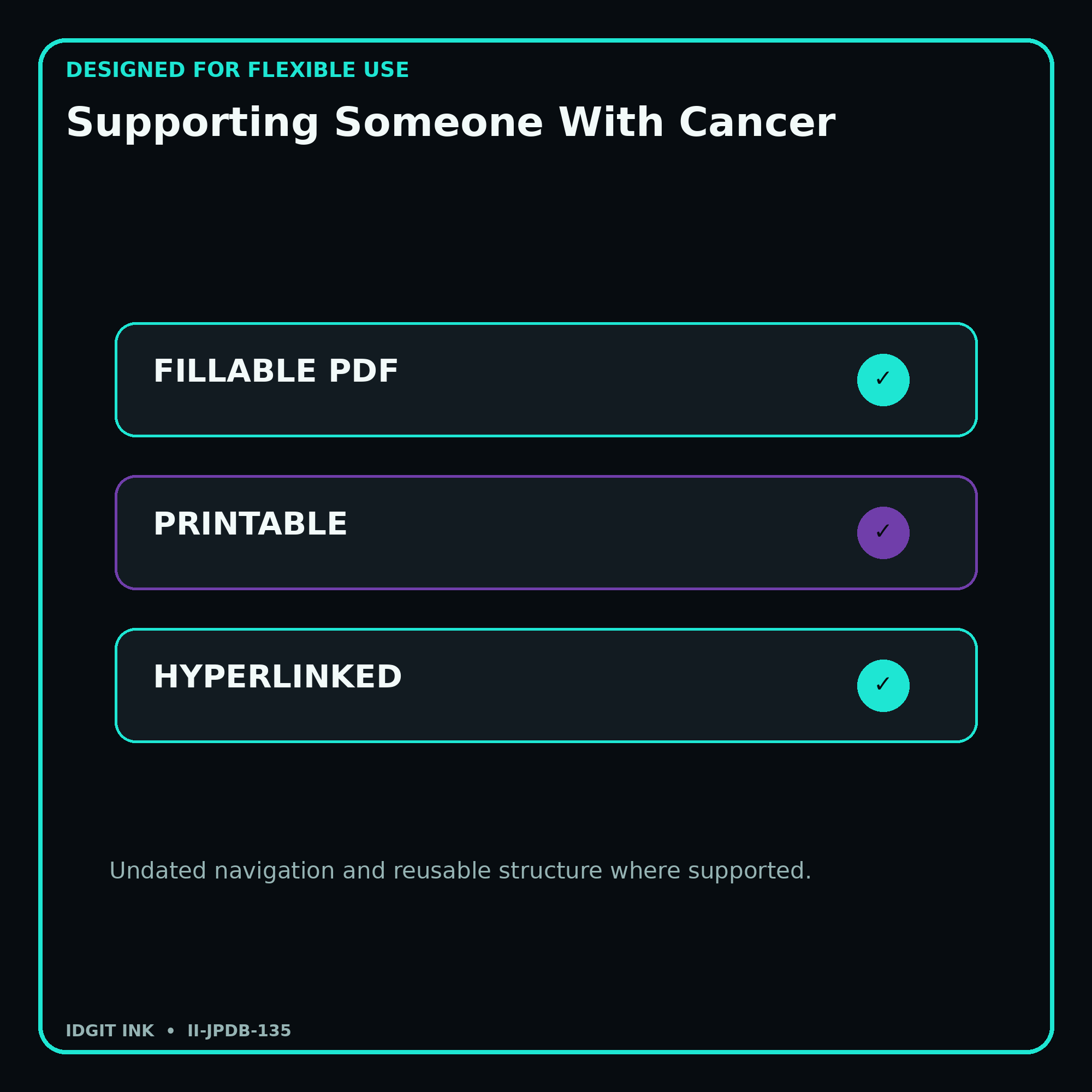Supporting Someone With Cancer fillable printable and hyperlinked digital features