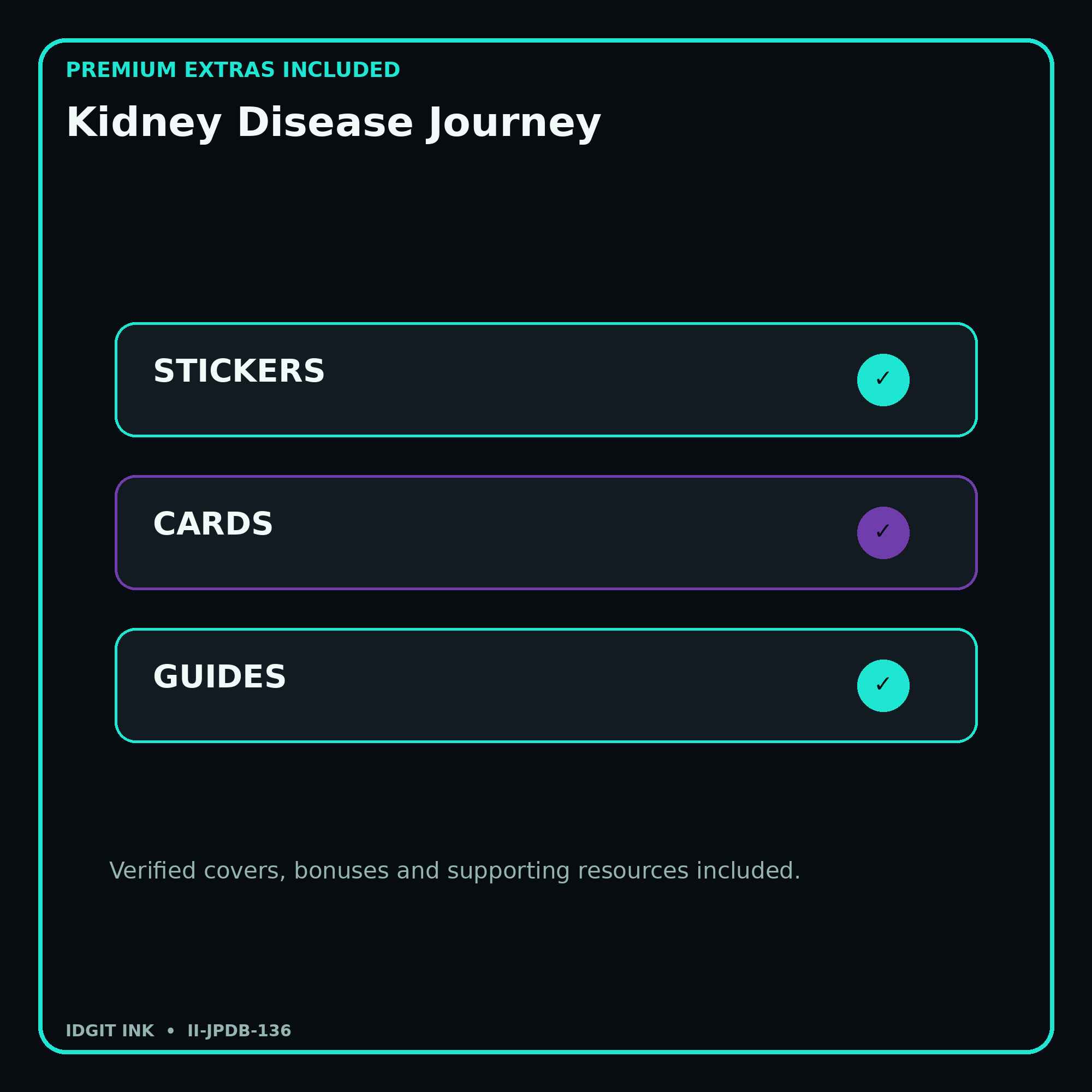 Kidney Disease Journey stickers cards covers guides and verified bundle bonuses