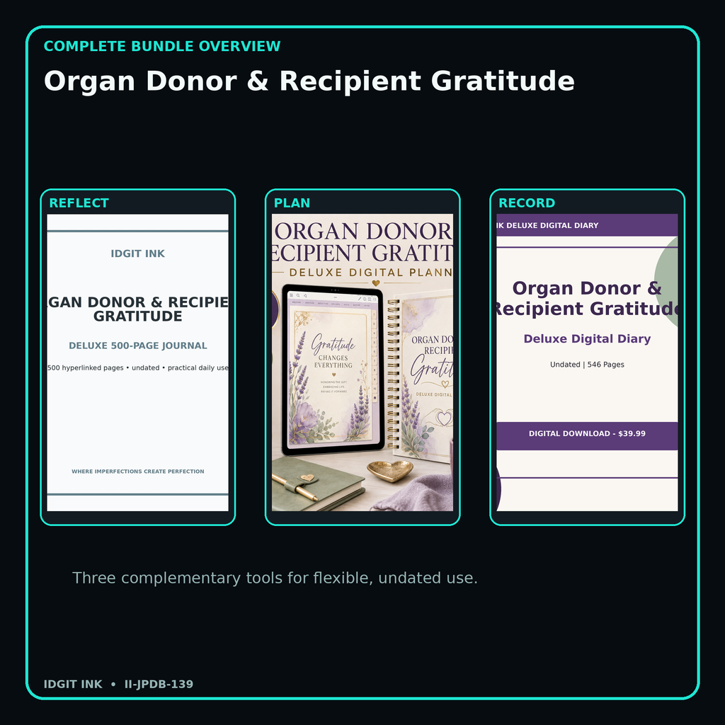 Organ Donor & Recipient Gratitude complete three-product digital bundle overview