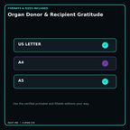 Organ Donor & Recipient Gratitude digital bundle formats in US Letter A4 and A5
