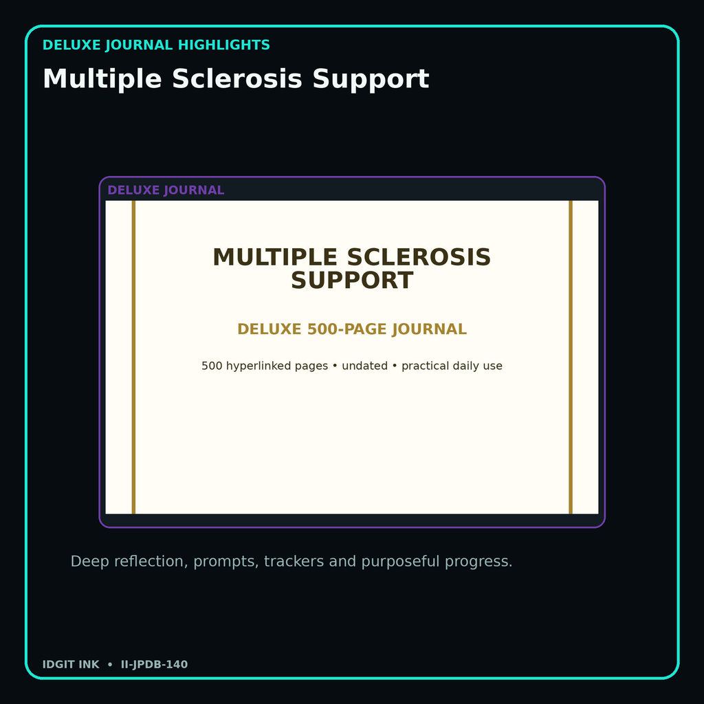 Multiple Sclerosis Support deluxe digital journal features and guided reflection pages