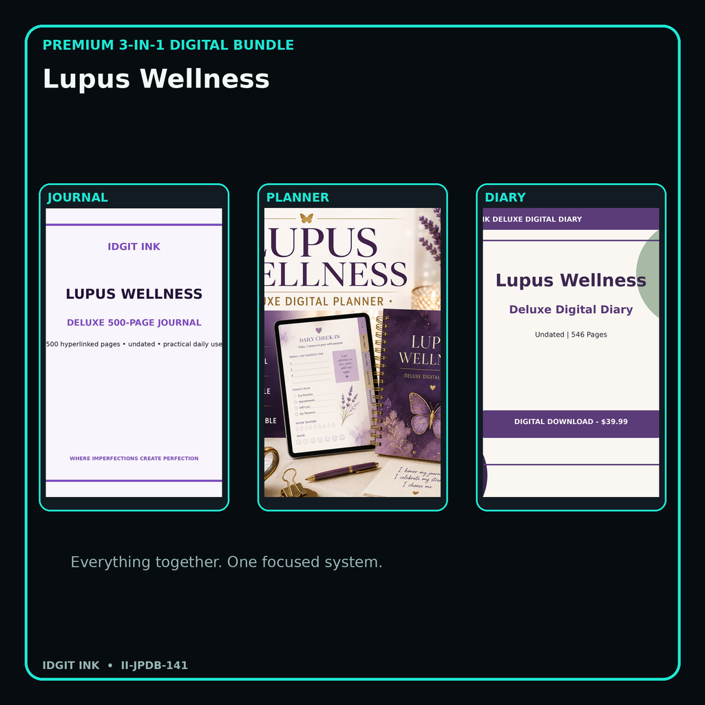 Lupus Wellness premium digital journal planner and diary bundle cover