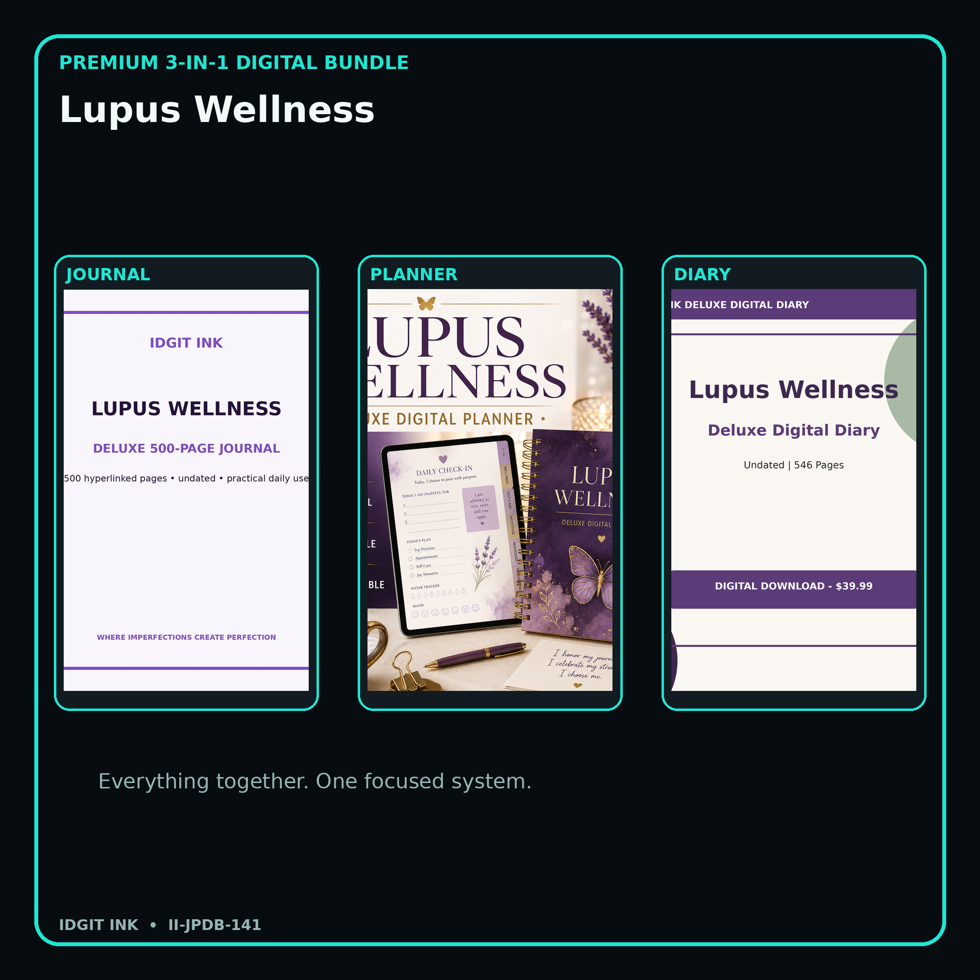 Lupus Wellness premium digital journal planner and diary bundle cover