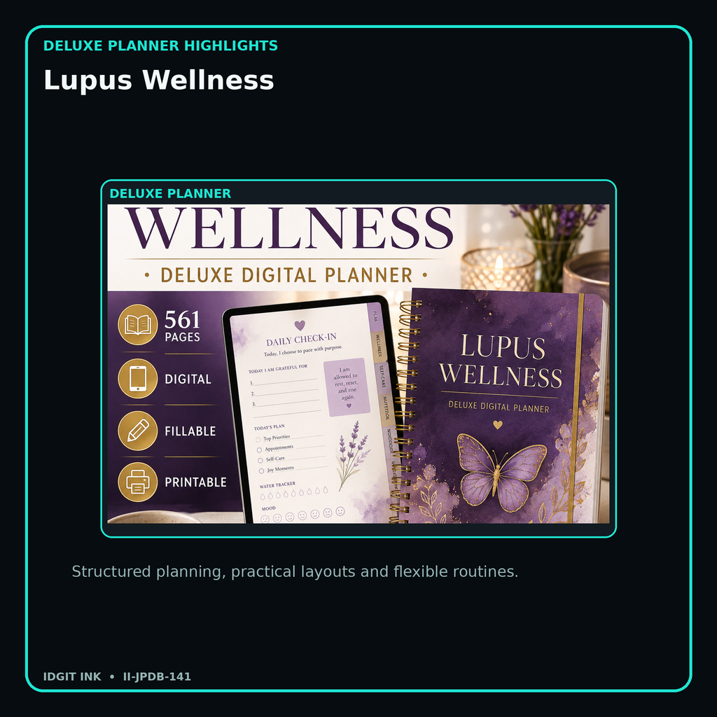 Lupus Wellness deluxe digital planner features and flexible organization