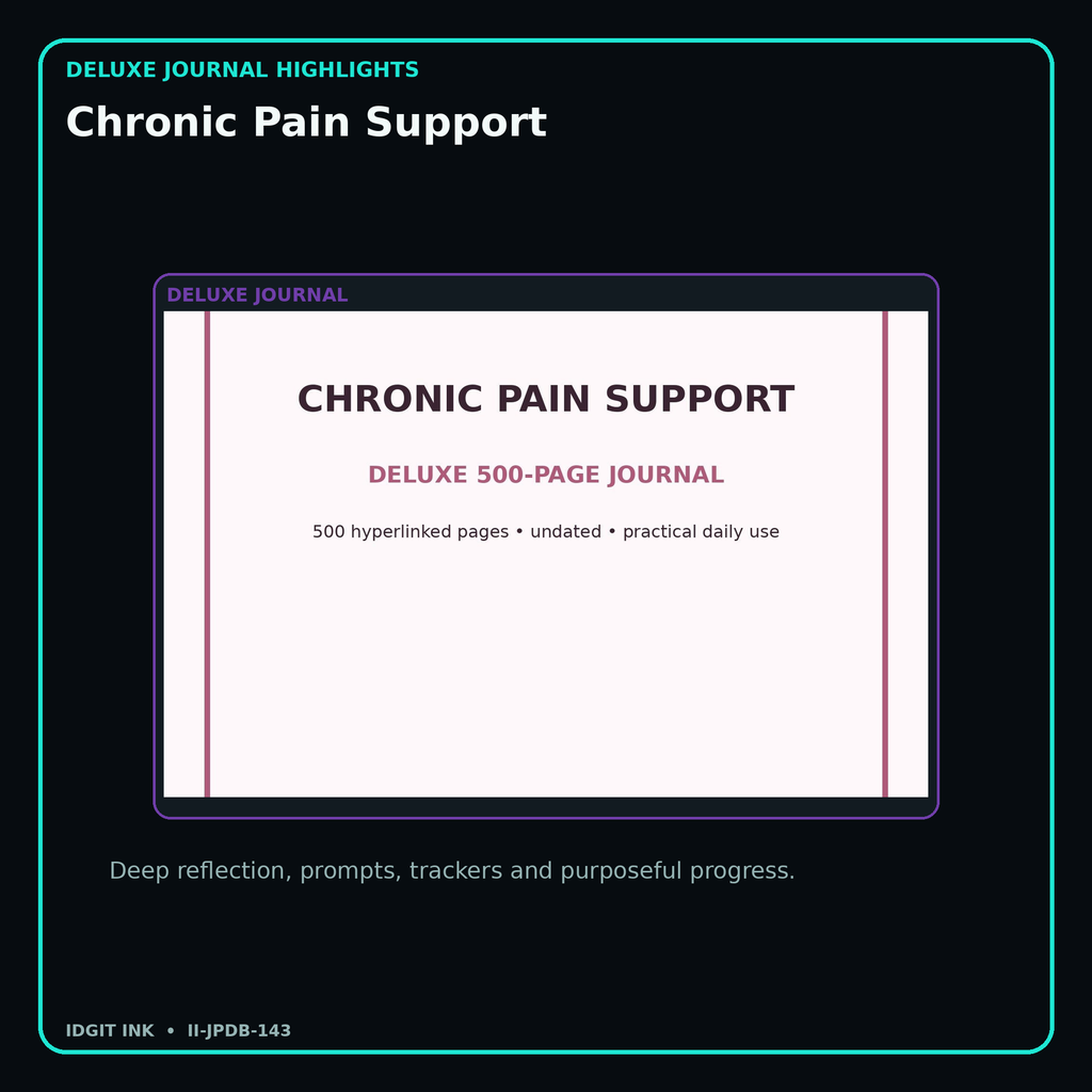 Chronic Pain Support deluxe digital journal features and guided reflection pages