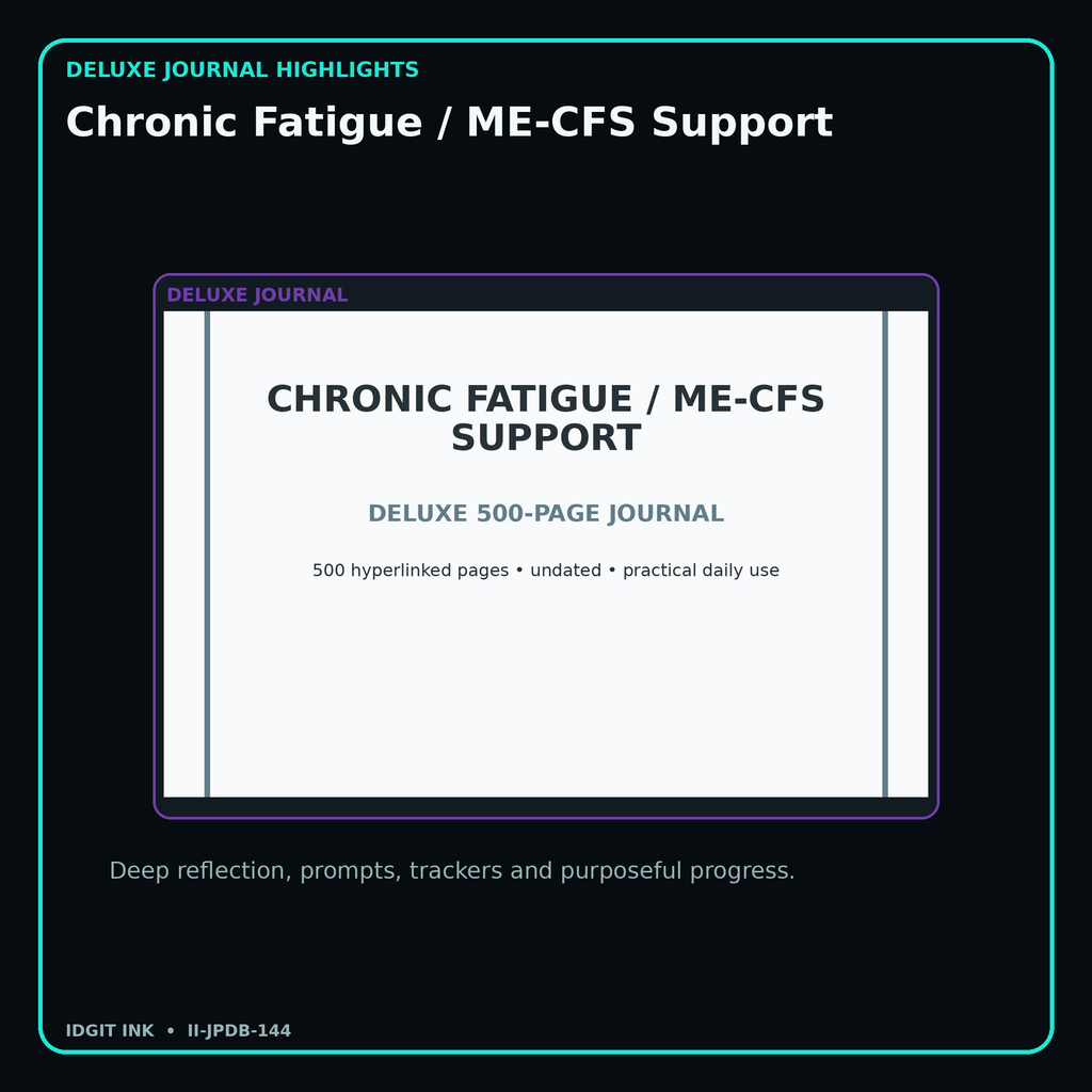 Chronic Fatigue / ME-CFS Support deluxe digital journal features and guided reflection pages