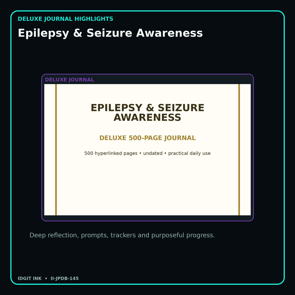 Epilepsy & Seizure Awareness deluxe digital journal features and guided reflection pages