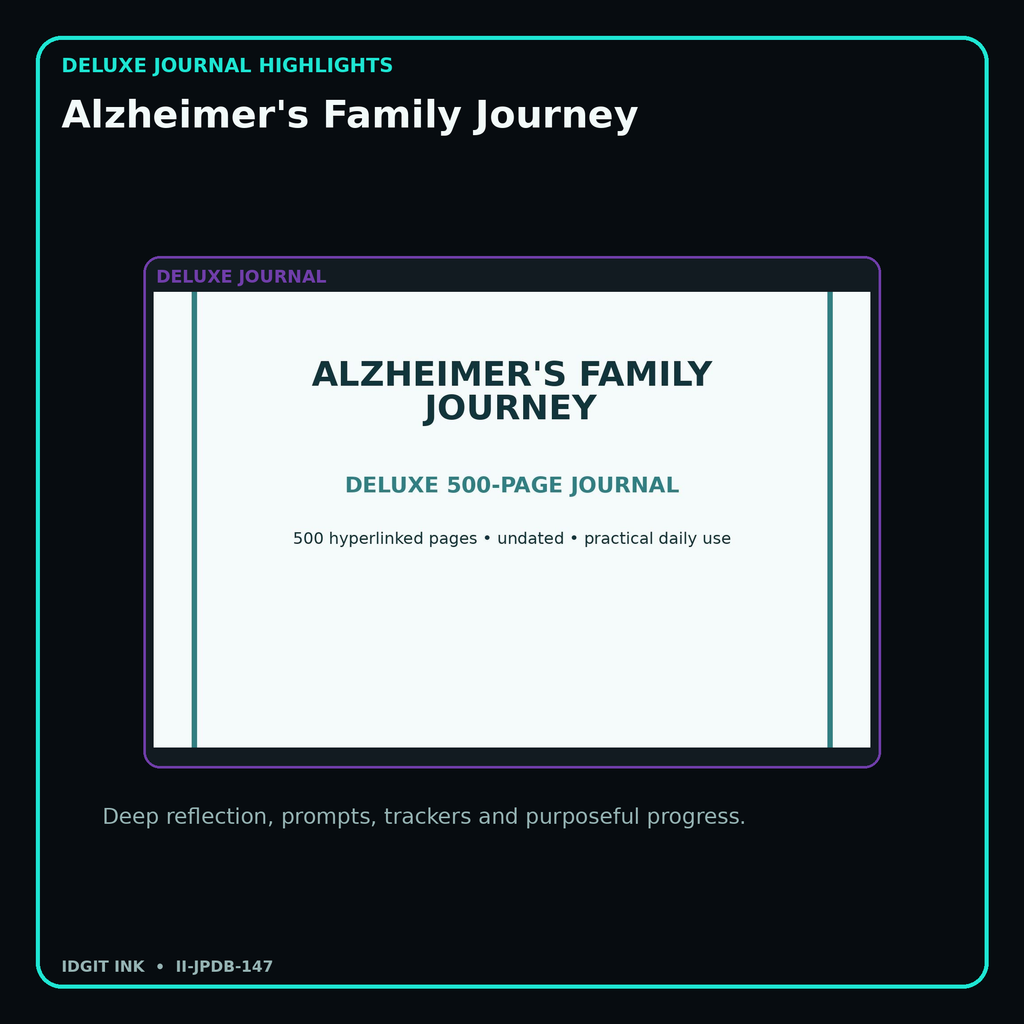 Alzheimer's Family Journey deluxe digital journal features and guided reflection pages