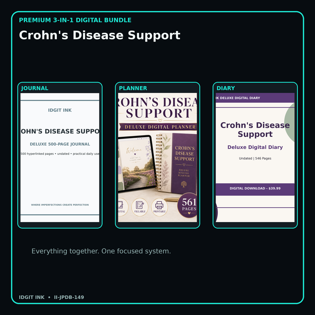 Crohn's Disease Support premium digital journal planner and diary bundle cover