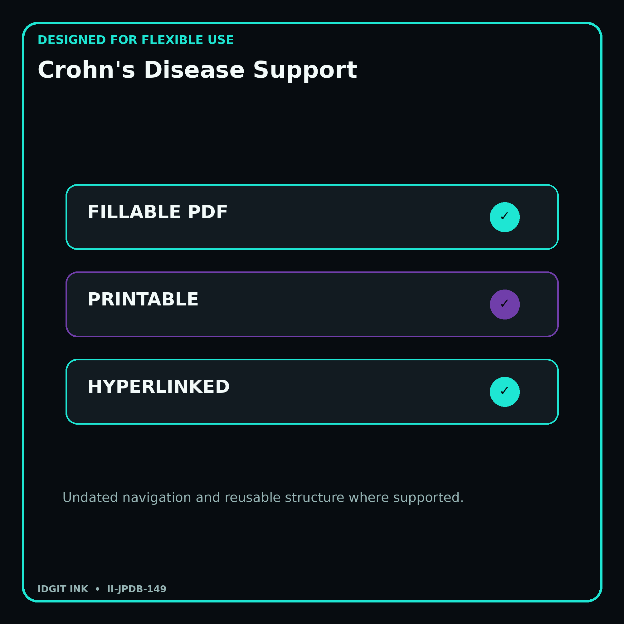 Crohn's Disease Support fillable printable and hyperlinked digital features