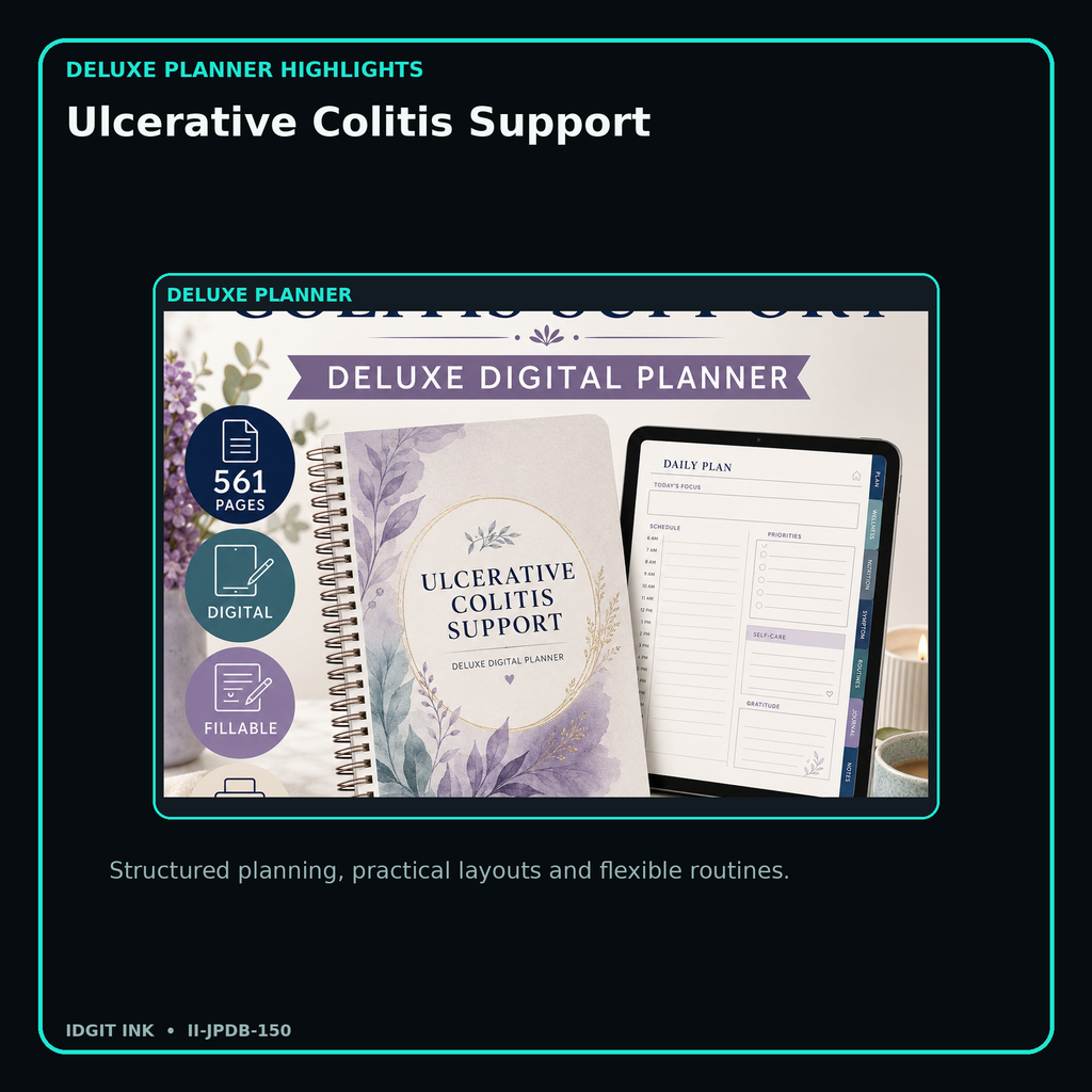 Ulcerative Colitis Support deluxe digital planner features and flexible organization