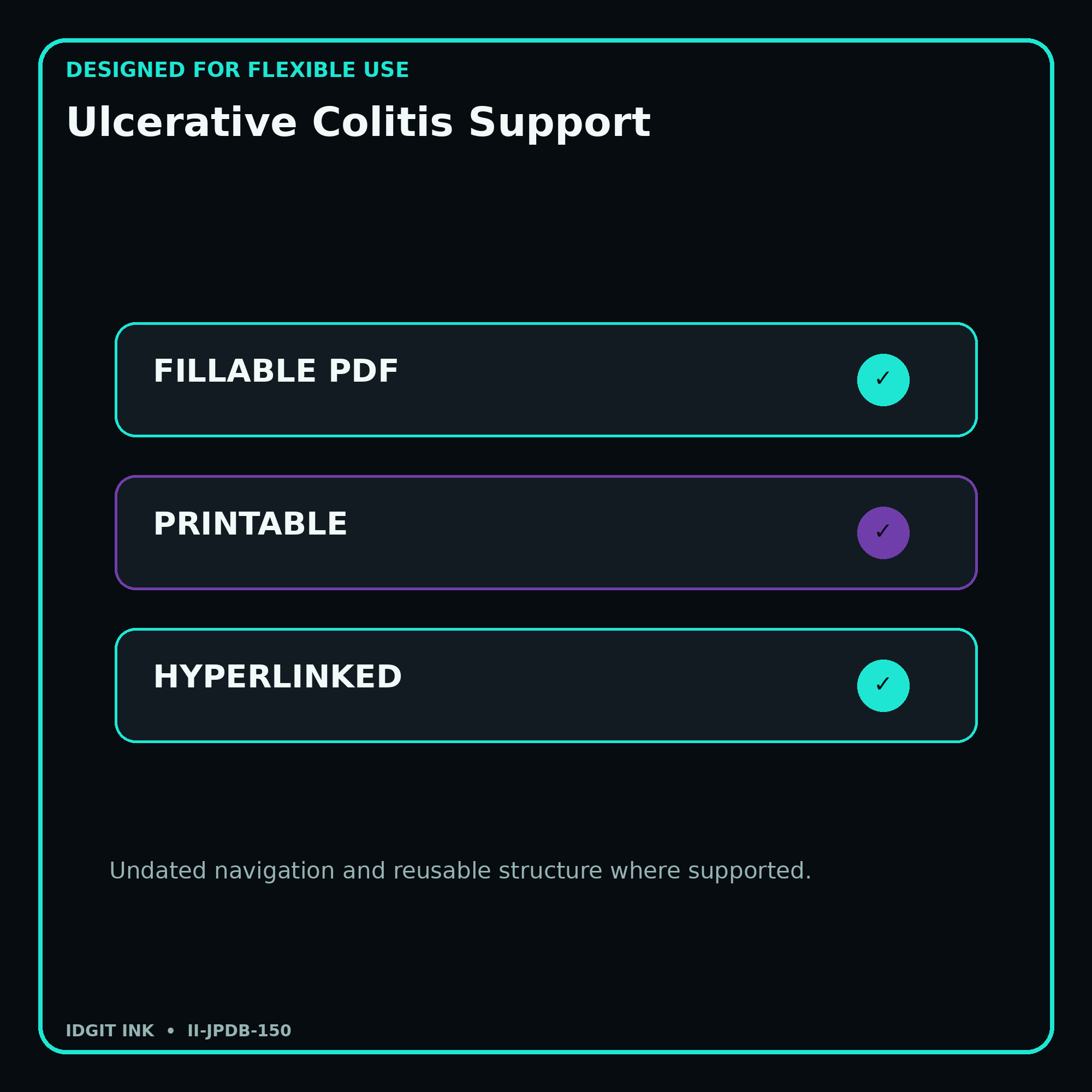 Ulcerative Colitis Support fillable printable and hyperlinked digital features