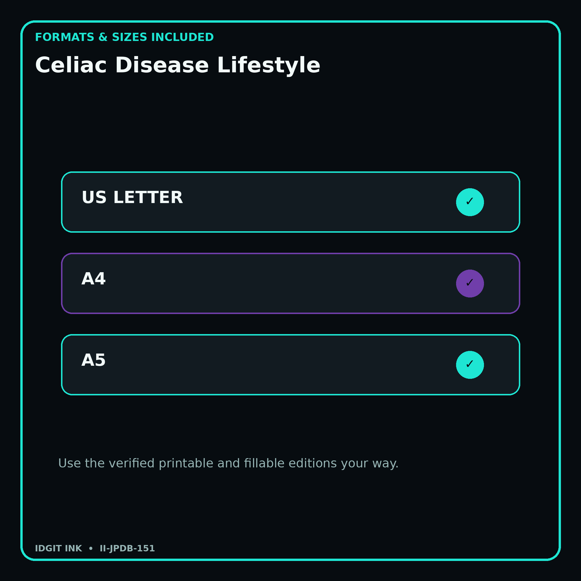Celiac Disease Lifestyle digital bundle formats in US Letter A4 and A5
