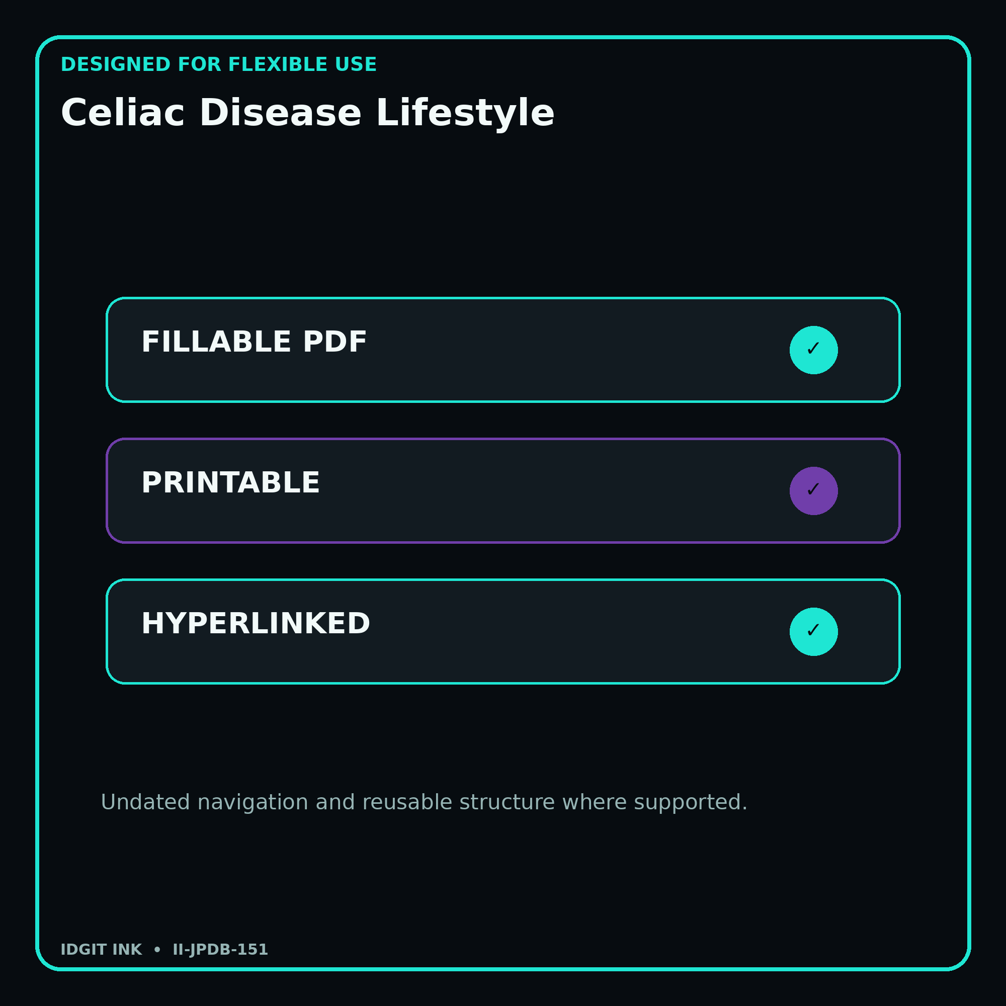 Celiac Disease Lifestyle fillable printable and hyperlinked digital features