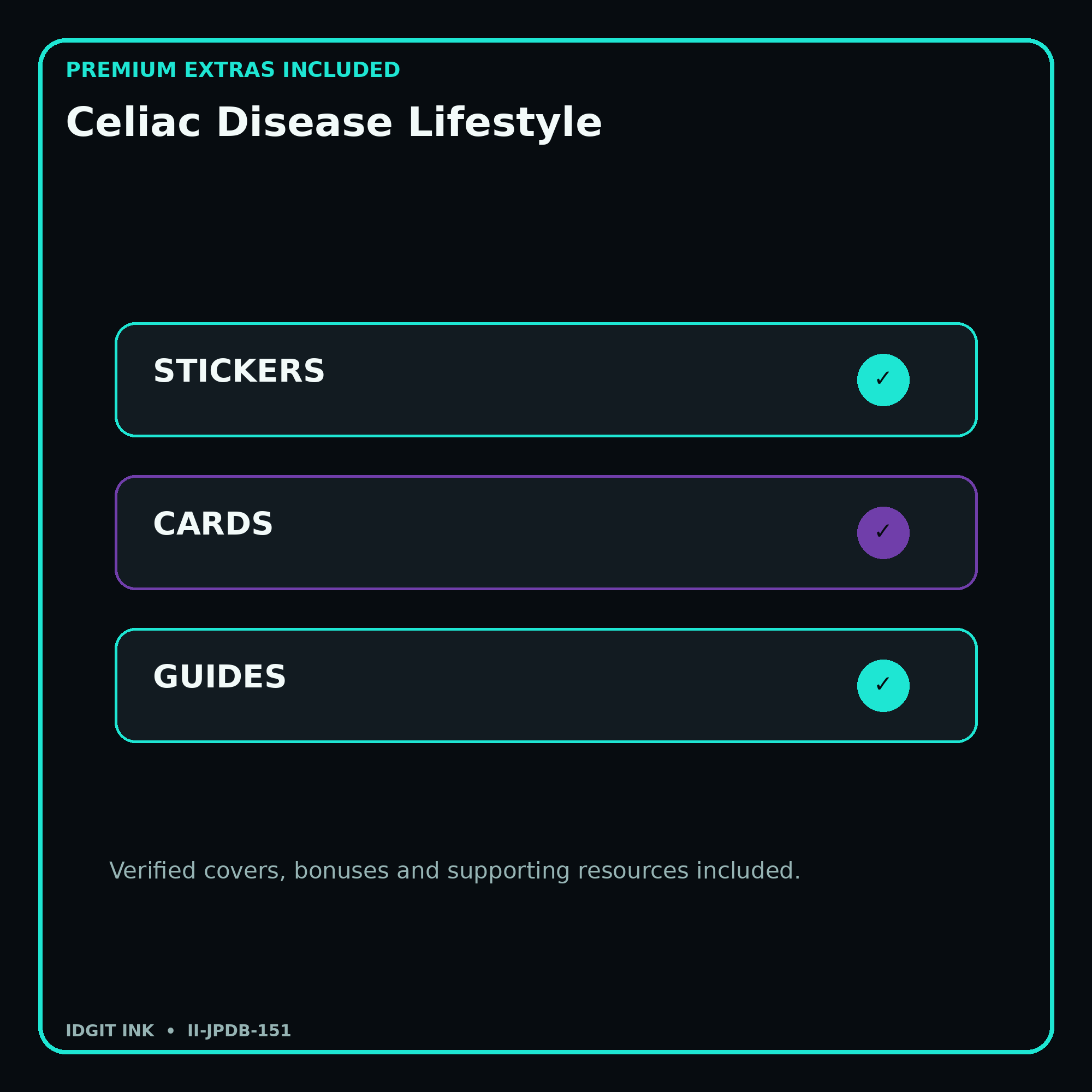 Celiac Disease Lifestyle stickers cards covers guides and verified bundle bonuses