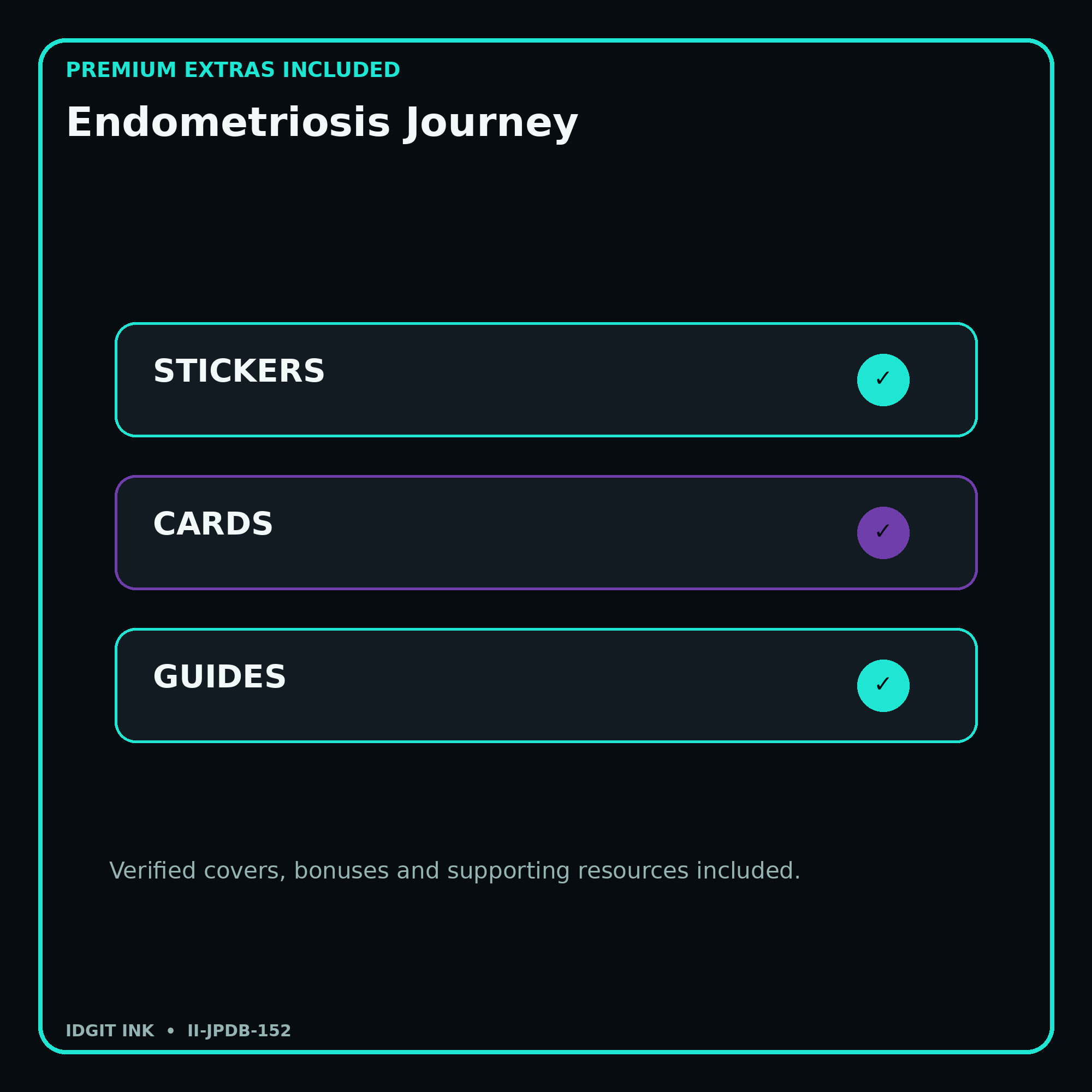 Endometriosis Journey stickers cards covers guides and verified bundle bonuses