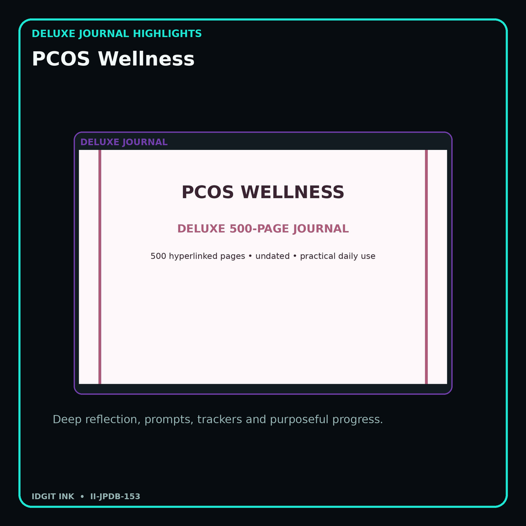 PCOS Wellness deluxe digital journal features and guided reflection pages