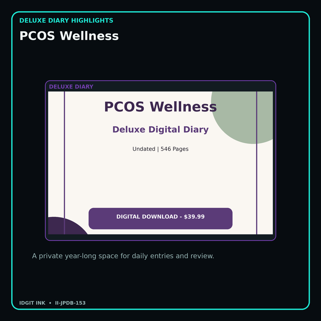 PCOS Wellness deluxe digital diary features and undated daily entries