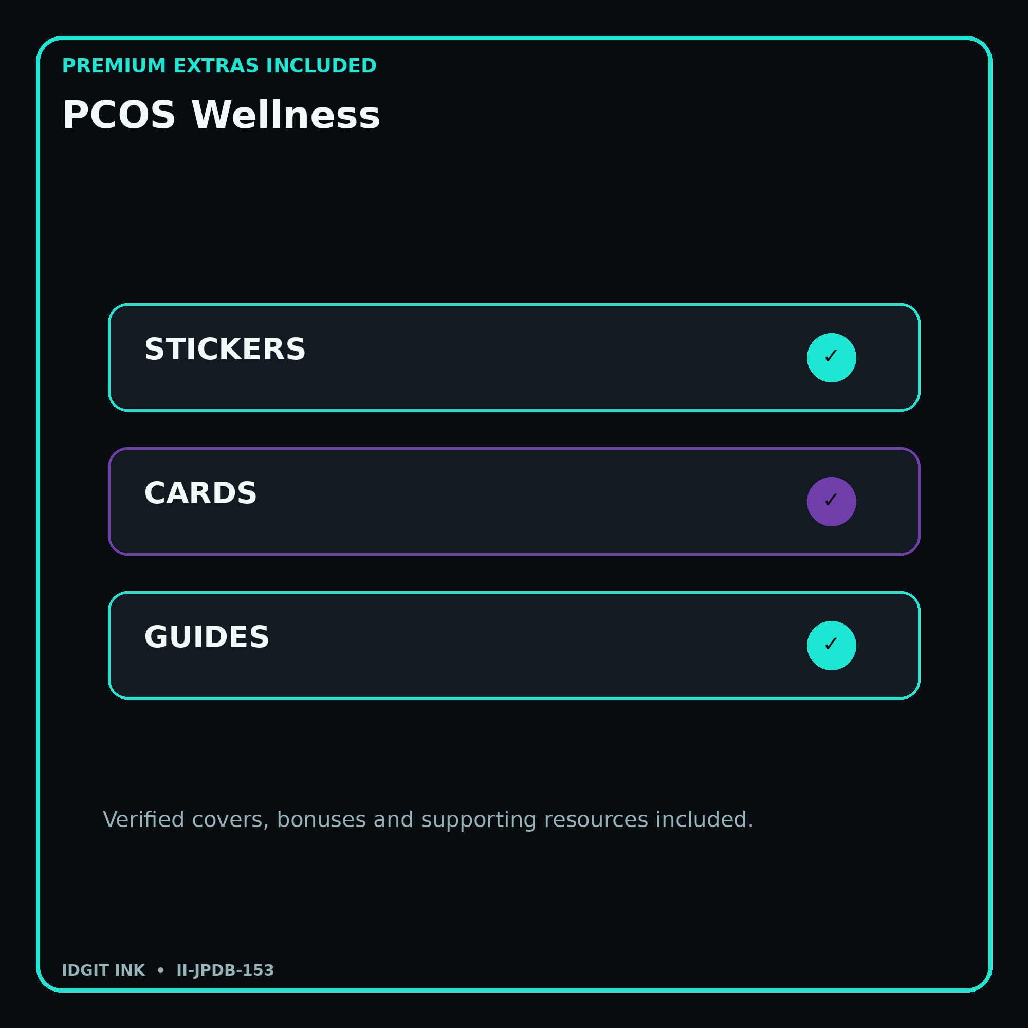 PCOS Wellness stickers cards covers guides and verified bundle bonuses