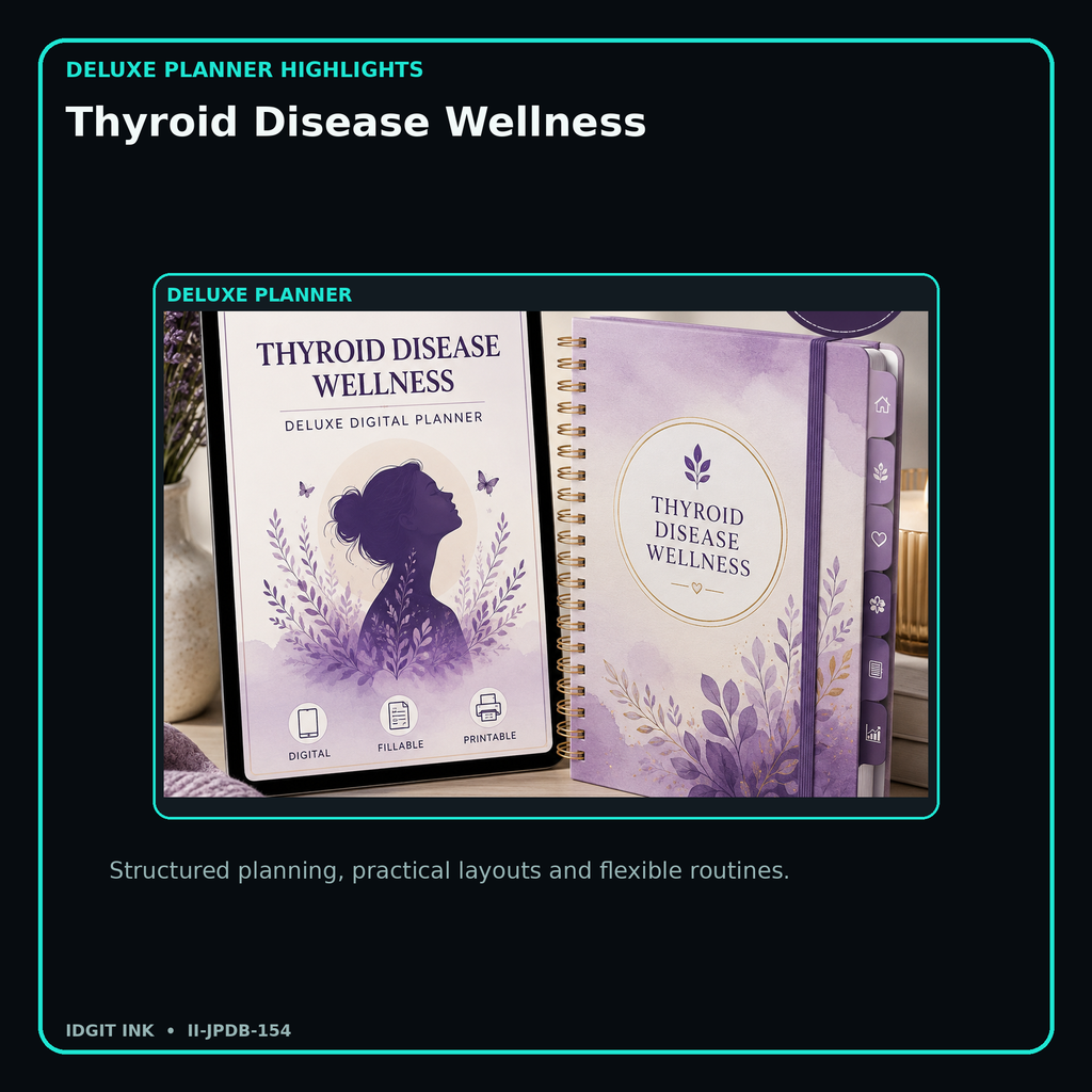 Thyroid Disease Wellness deluxe digital planner features and flexible organization