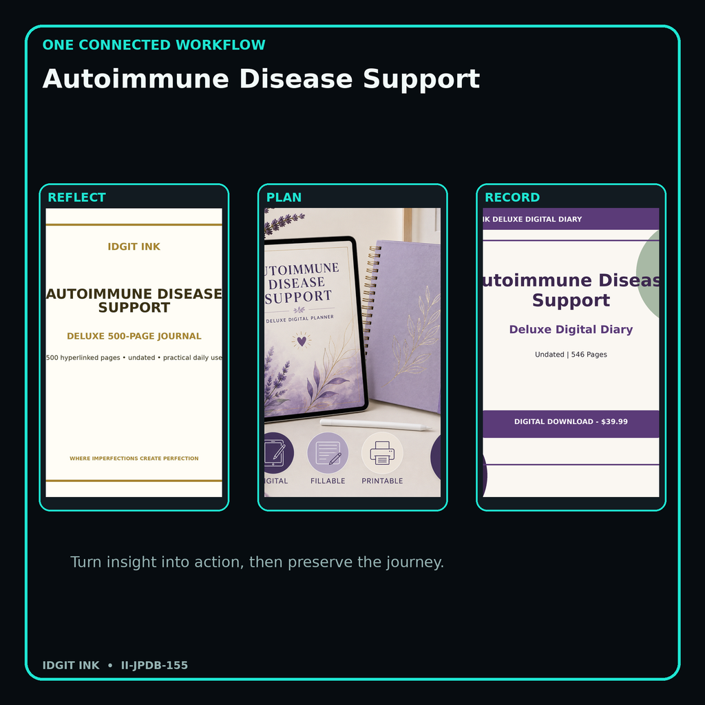Autoimmune Disease Support connected journal planner diary workflow and customer benefits
