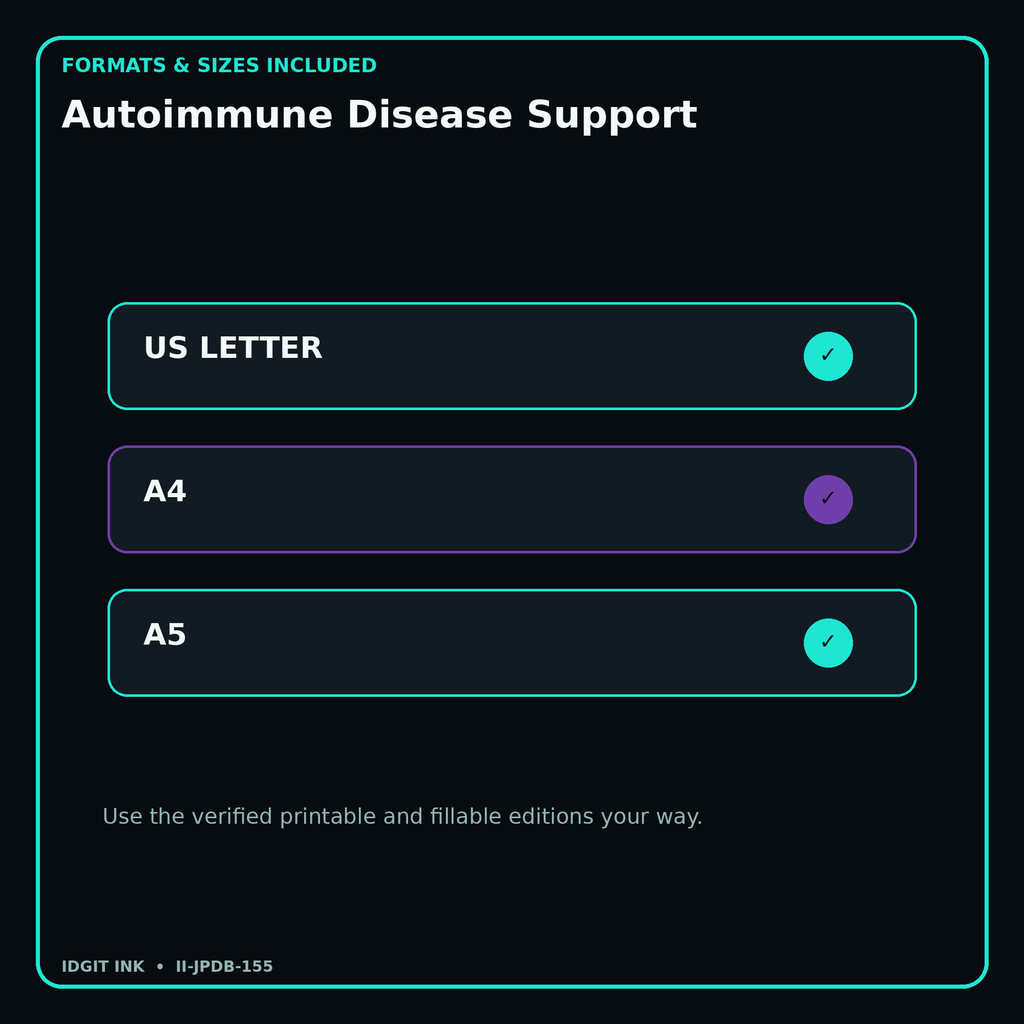Autoimmune Disease Support digital bundle formats in US Letter A4 and A5