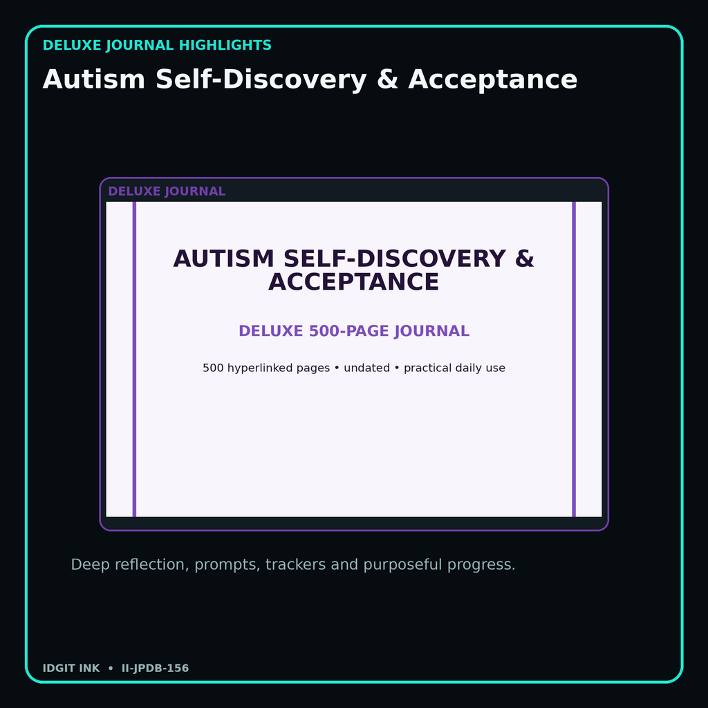 Autism Self-Discovery & Acceptance deluxe digital journal features and guided reflection pages