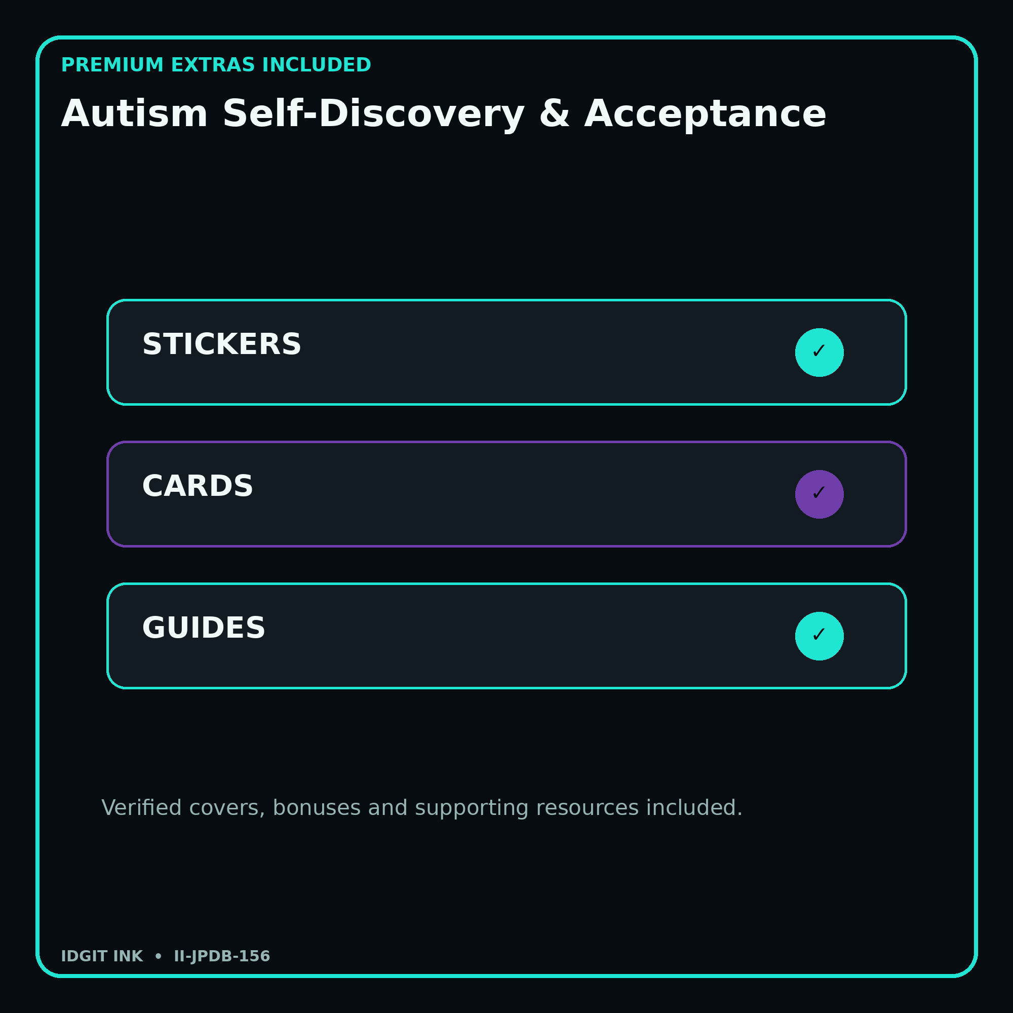 Autism Self-Discovery & Acceptance stickers cards covers guides and verified bundle bonuses