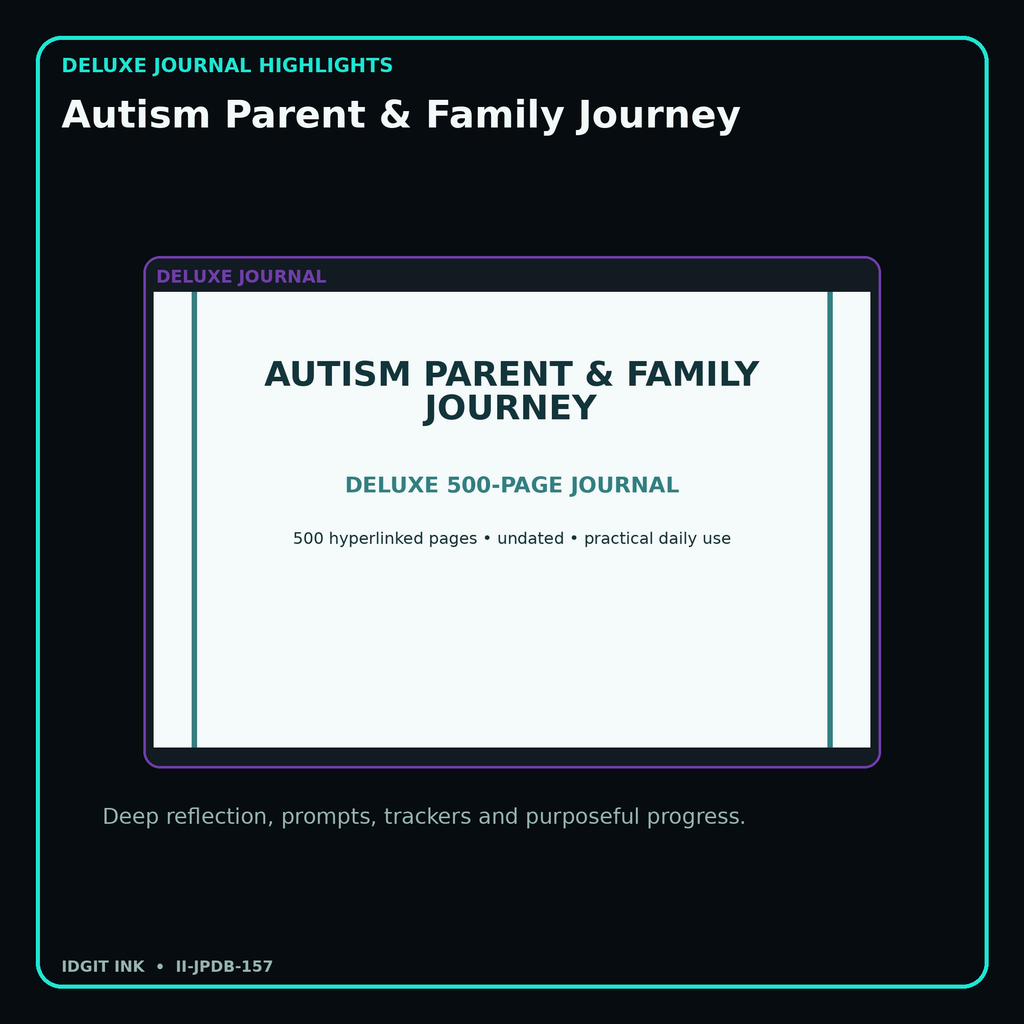Autism Parent & Family Journey deluxe digital journal features and guided reflection pages
