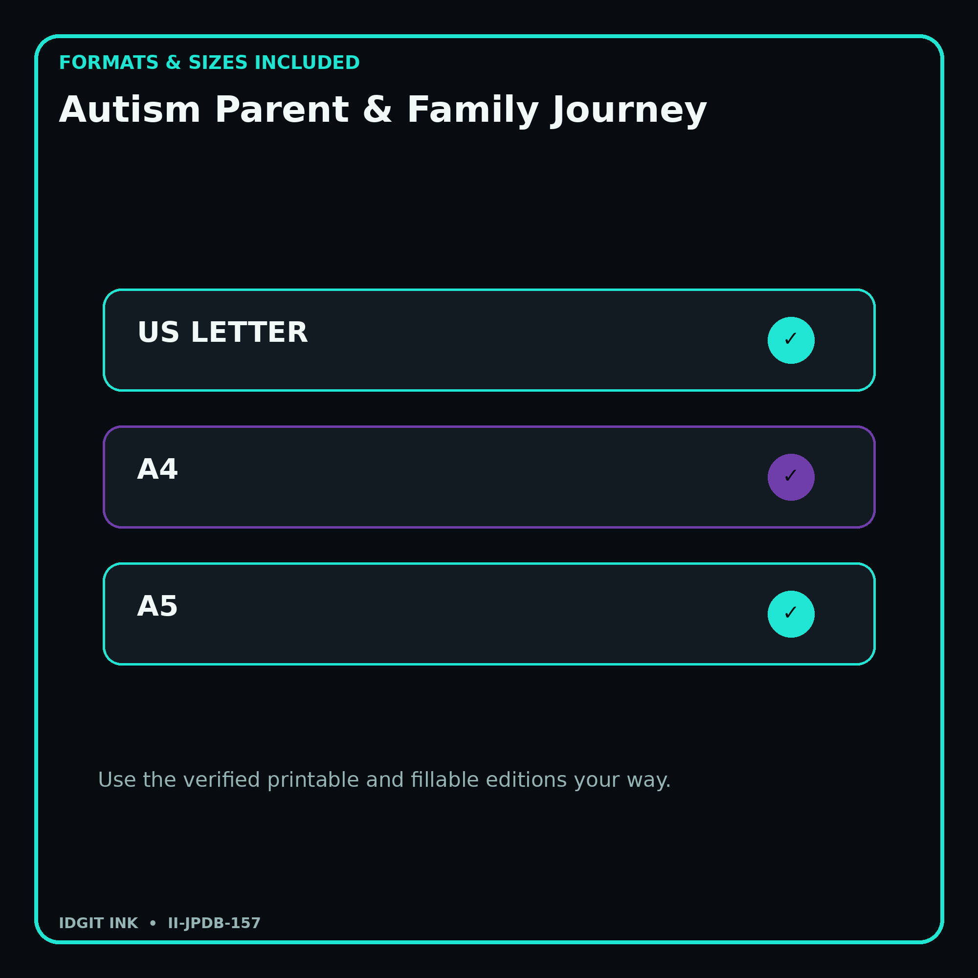 Autism Parent & Family Journey digital bundle formats in US Letter A4 and A5