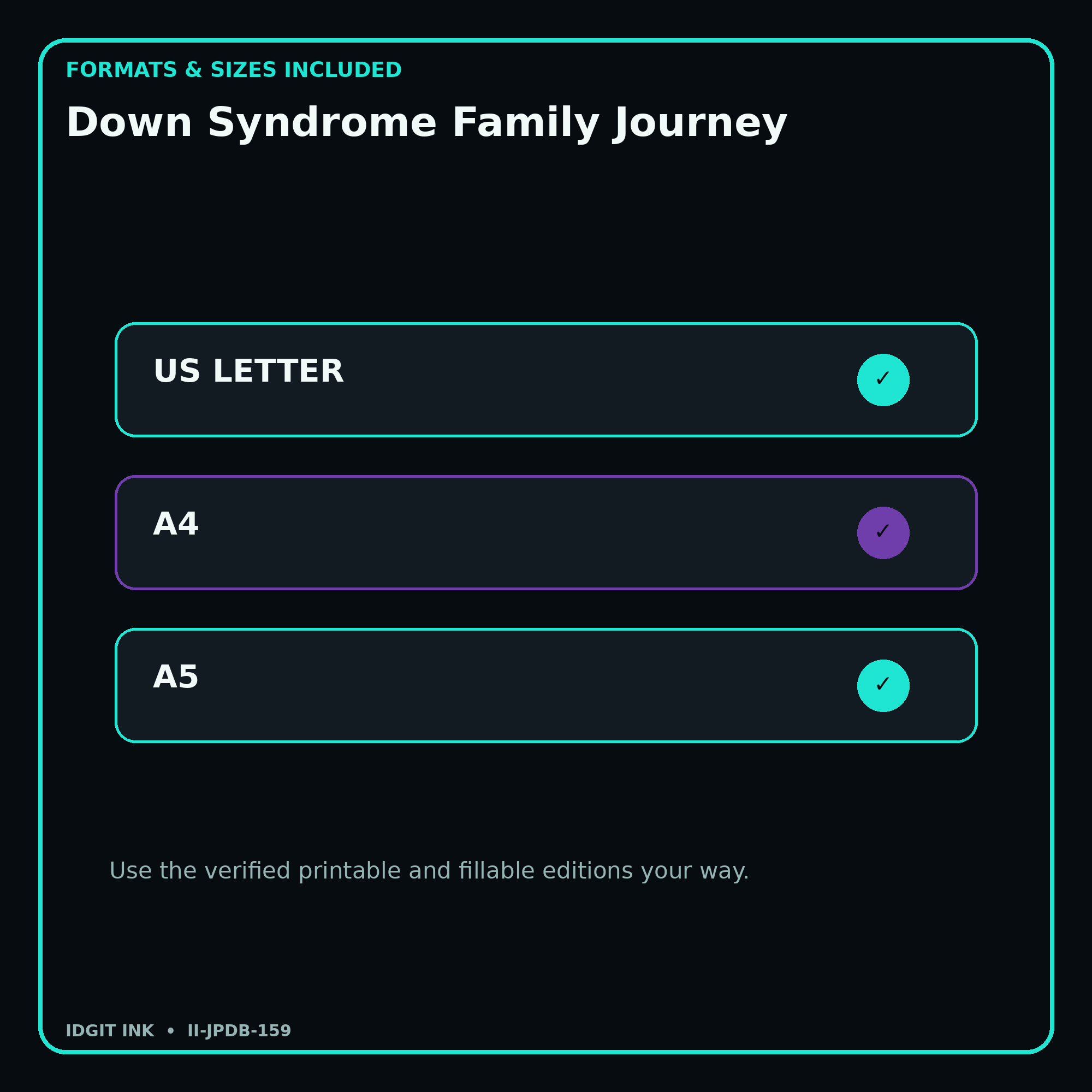 Down Syndrome Family Journey digital bundle formats in US Letter A4 and A5