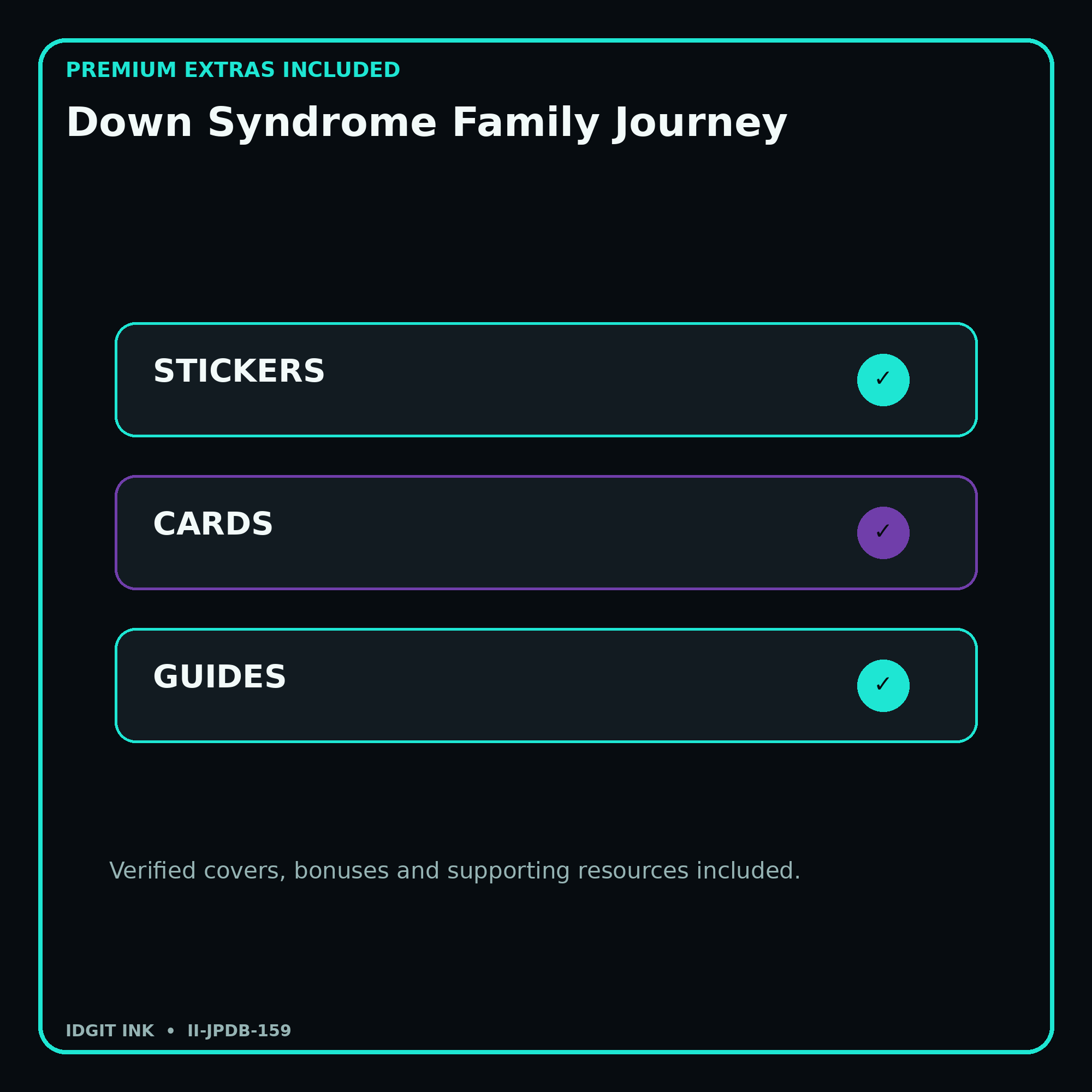 Down Syndrome Family Journey stickers cards covers guides and verified bundle bonuses